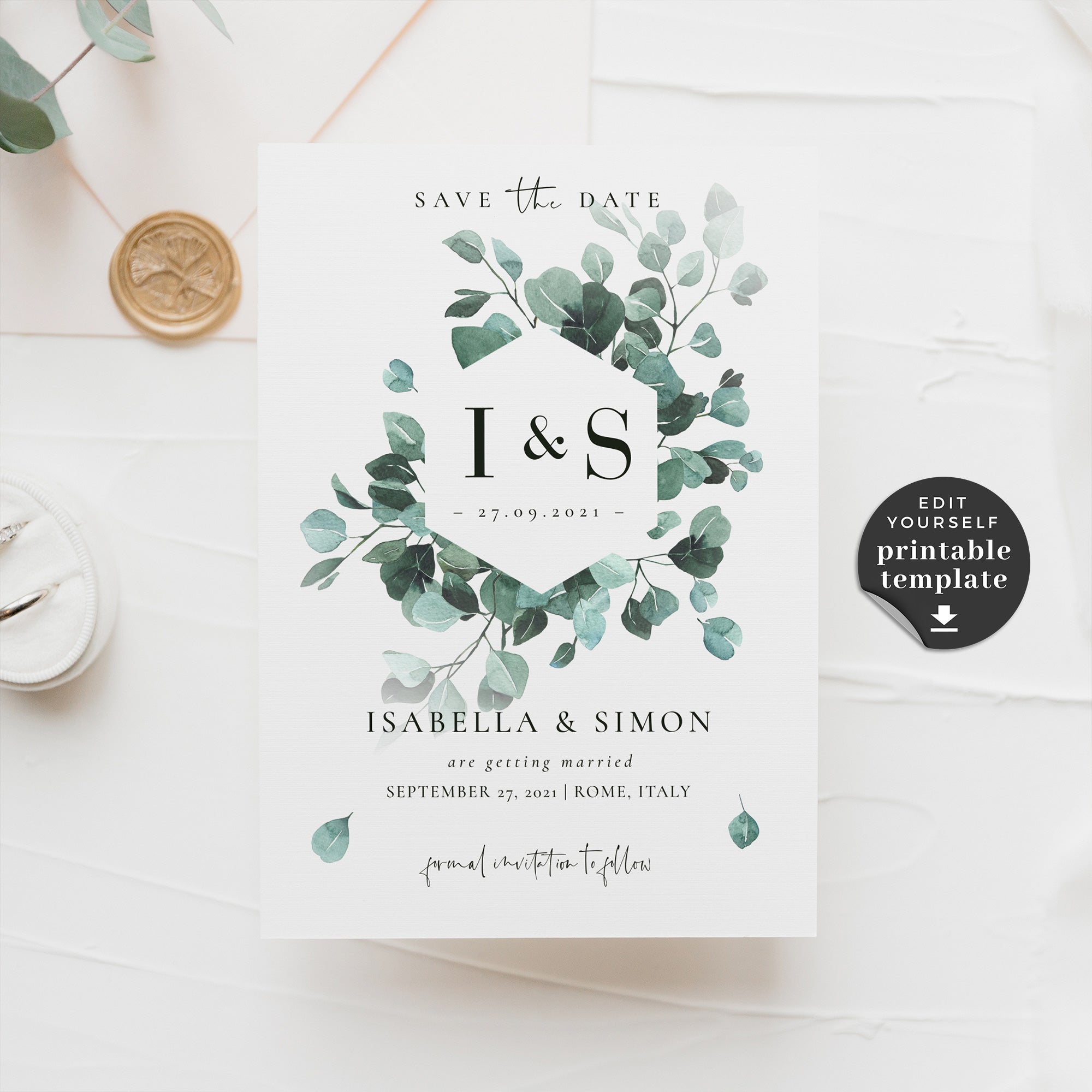 Luisa | Eucalyptus Save the Date Card Template