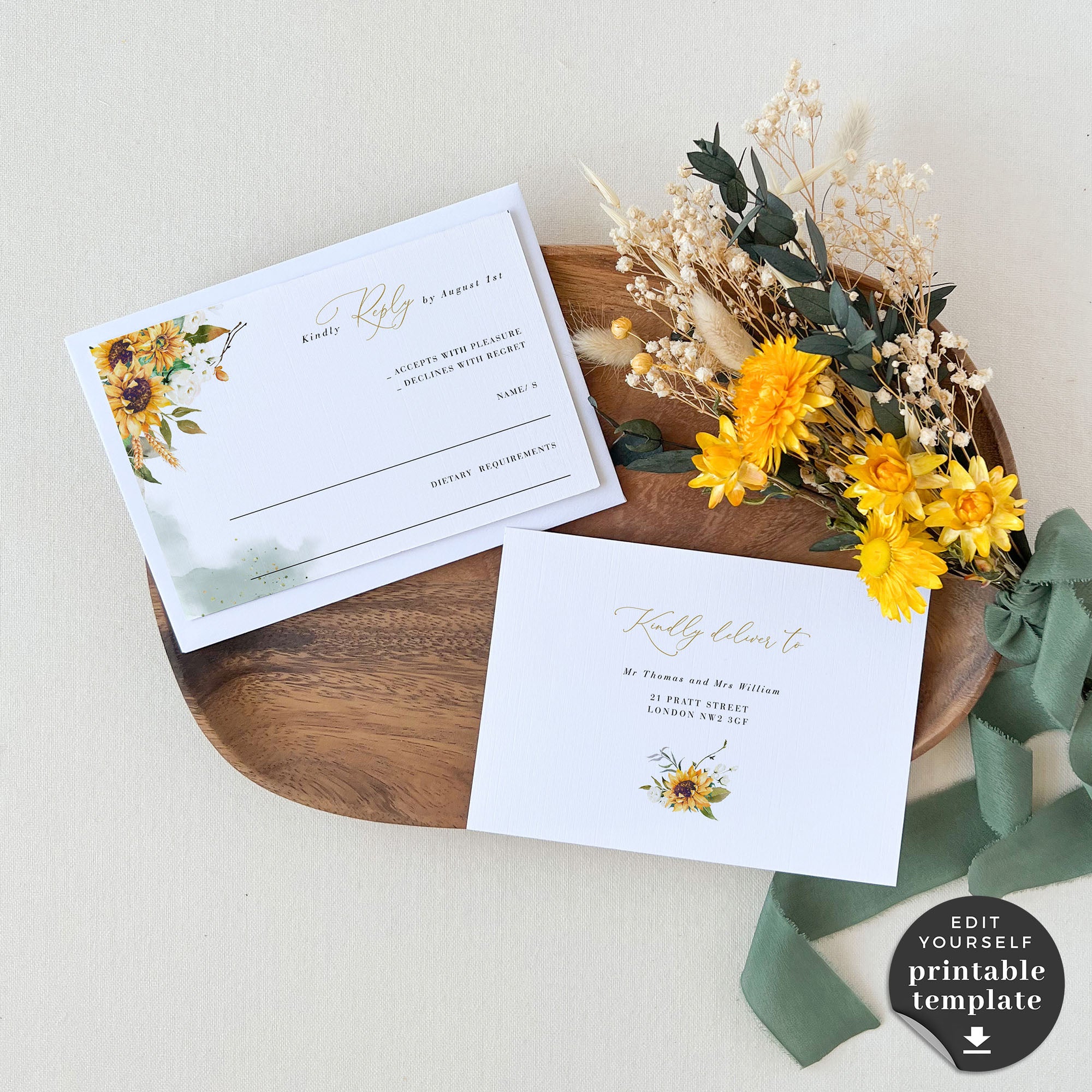 Marisol | Sunflowers Wedding Invitation Set Template