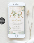 Flora | Greenery Electronic Save the Date with Monogram