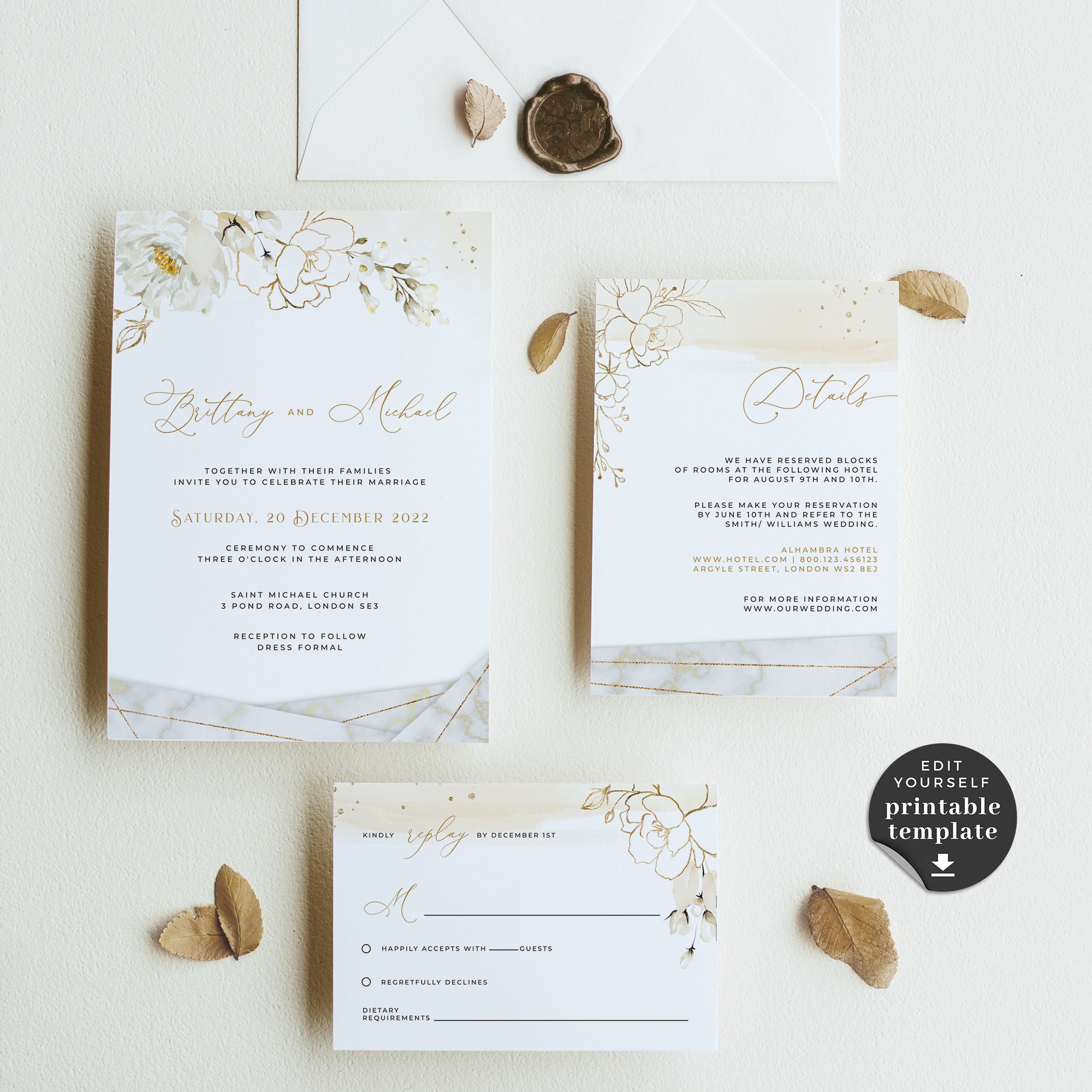 Dora | Editable wedding invitation Suite