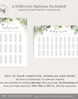 Flora | Printable Template for Seating Chart Wedding