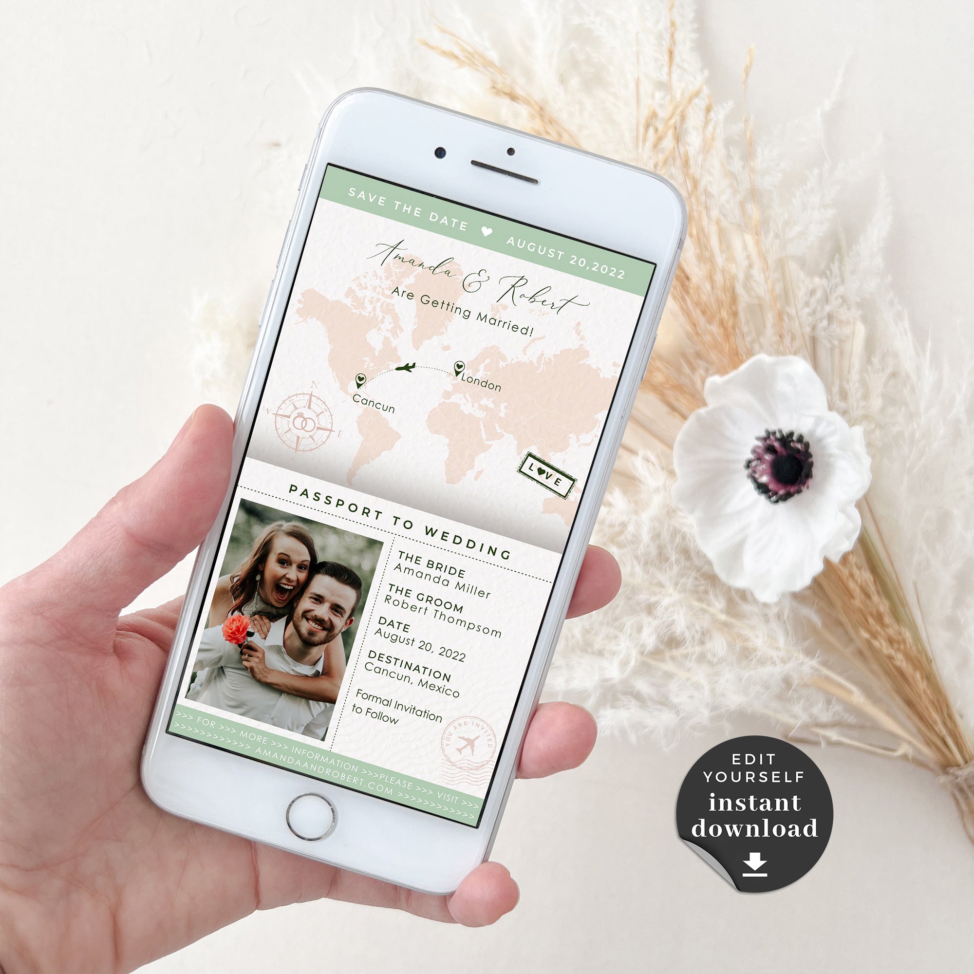 Sofia | Digital Save the Date Destination Wedding Passport