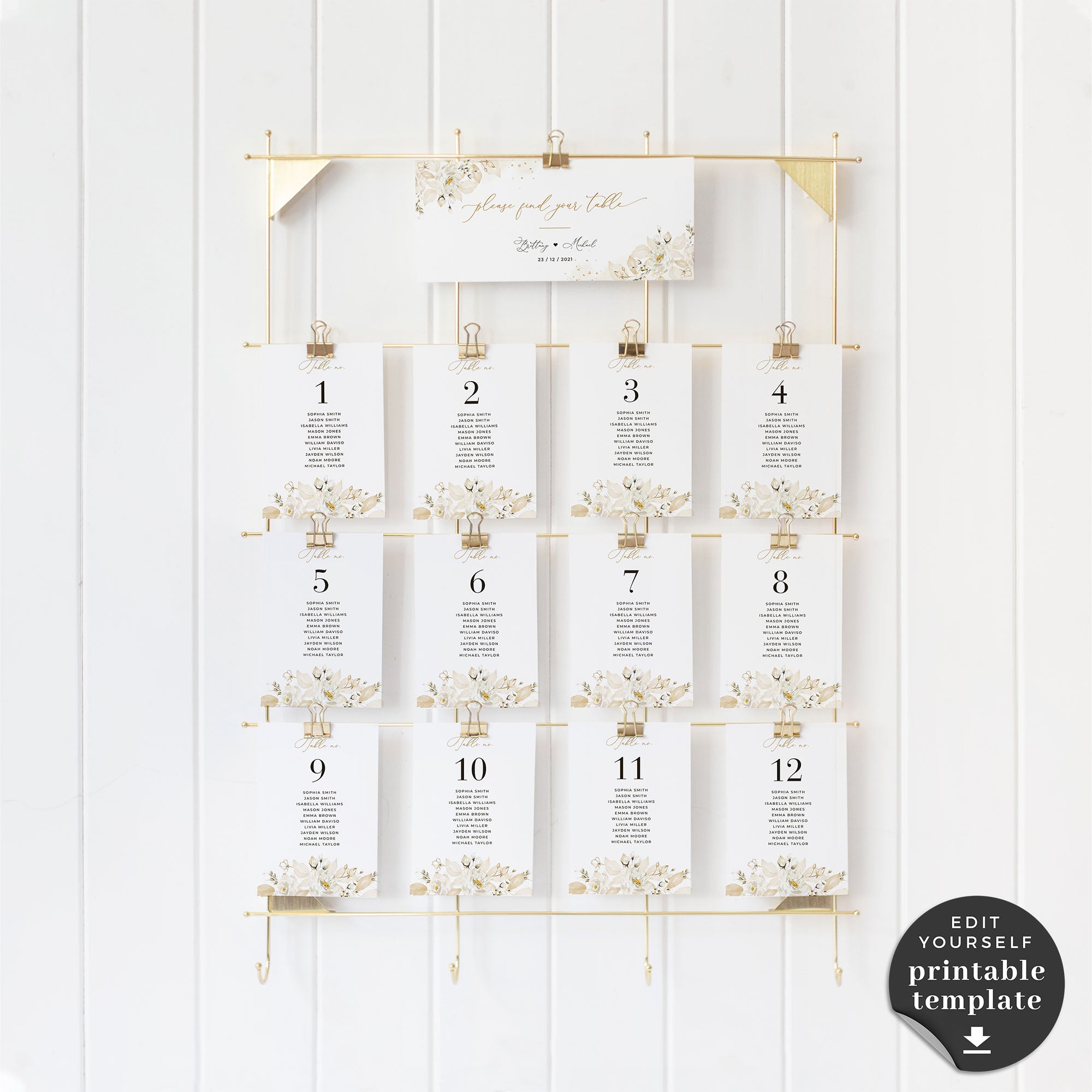 Dora | Elegant Seating Cards Wedding Template