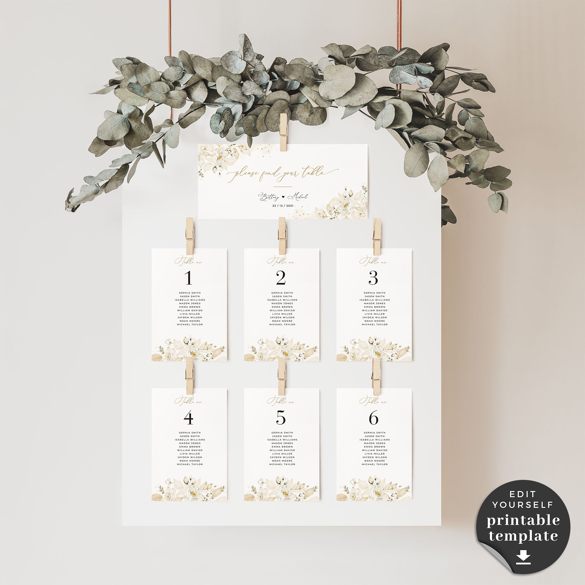 Dora | Elegant Seating Cards Wedding Template