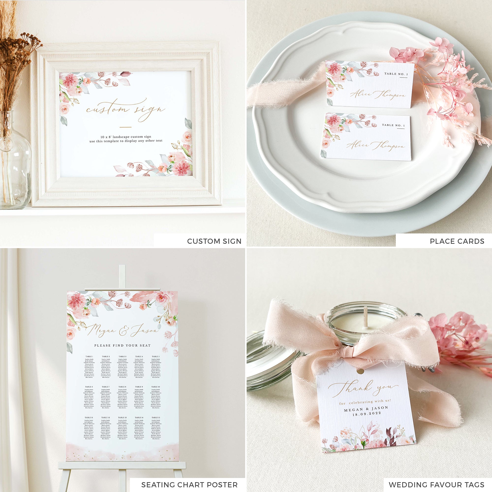 Fiorella | Romantic Wedding Printable Stationery Templates Bundle