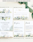 Flora | Rustic Wedding Invitation Set Printable