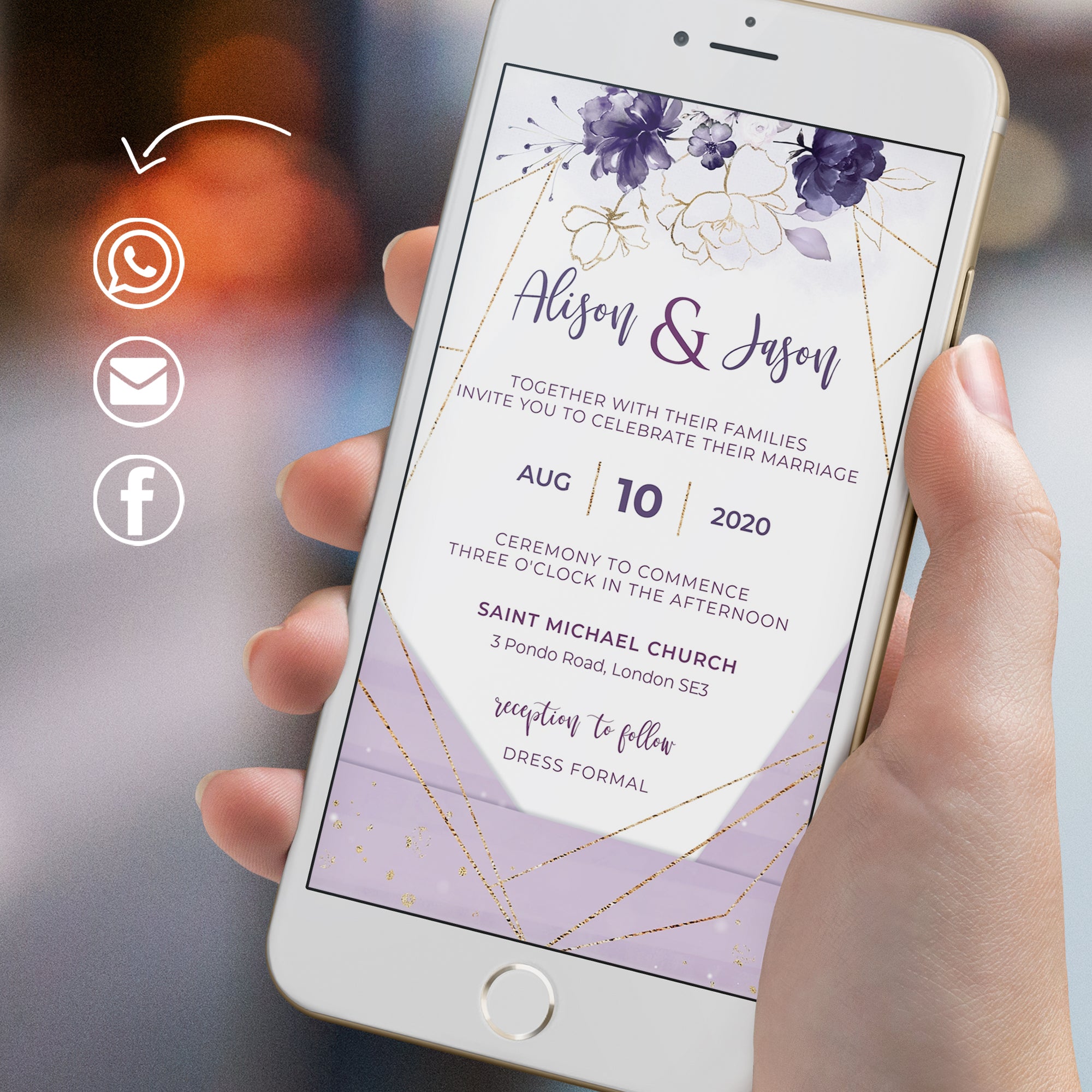 Violetta | Lilac Electronic Wedding Invitation