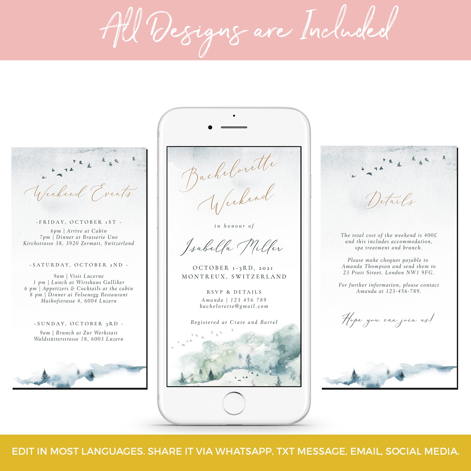 Mountains Themed Bachelorette Party Evite