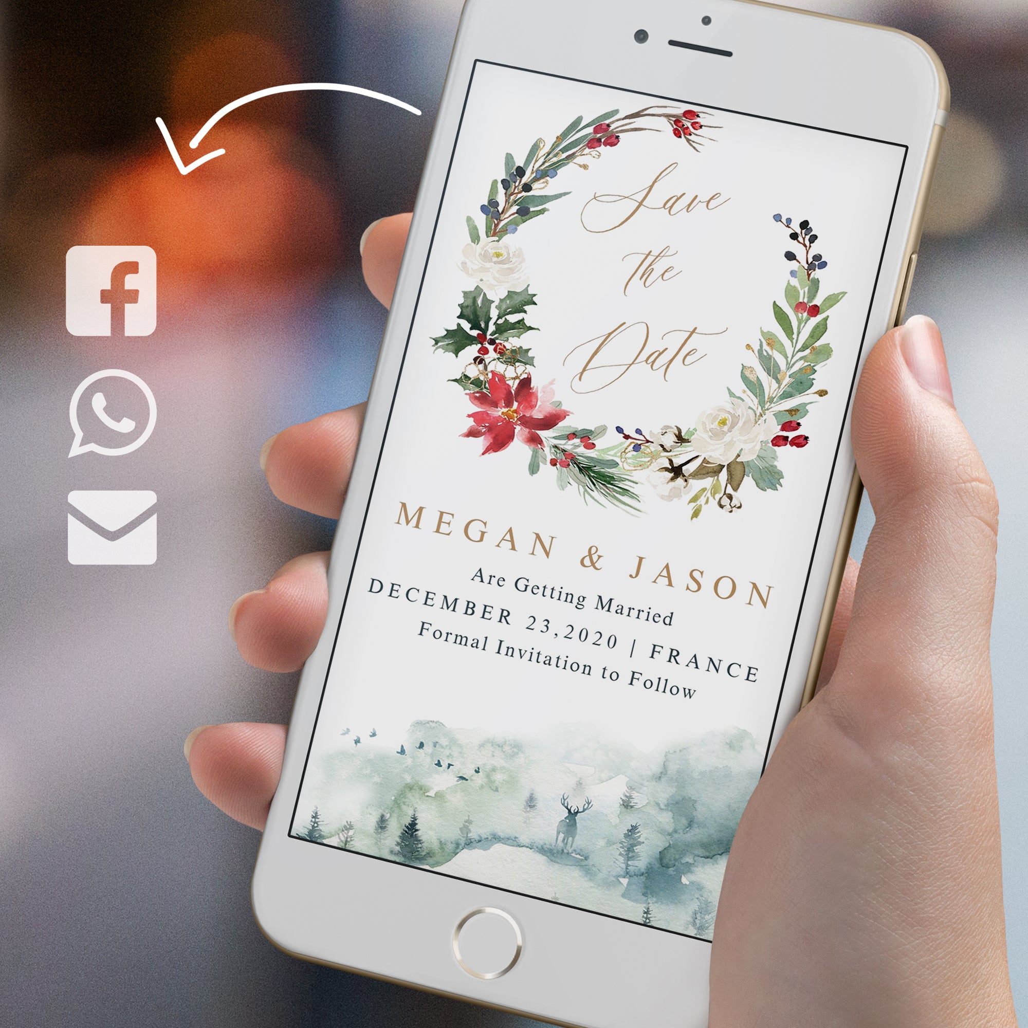 Natalia | Christmas Themed Wedding Save the Date Evite