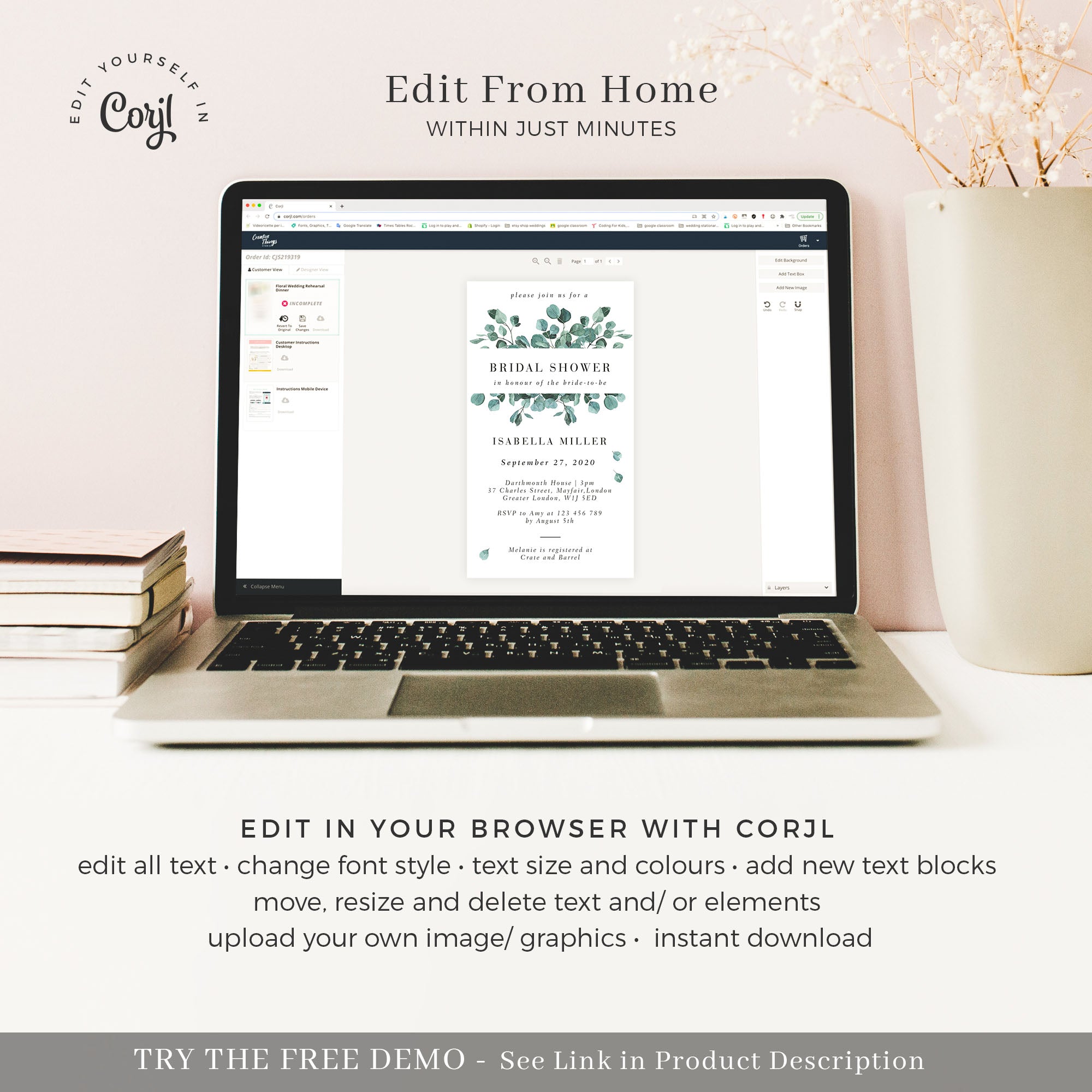 Luisa | Eucalyptus Bridal Shower Electronic Invitation