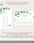 Luisa | Eucalyptus Wedding Timeline Sign Template