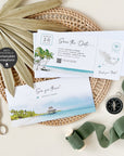 Mira | Tropical Save the Date Boarding Pass Template