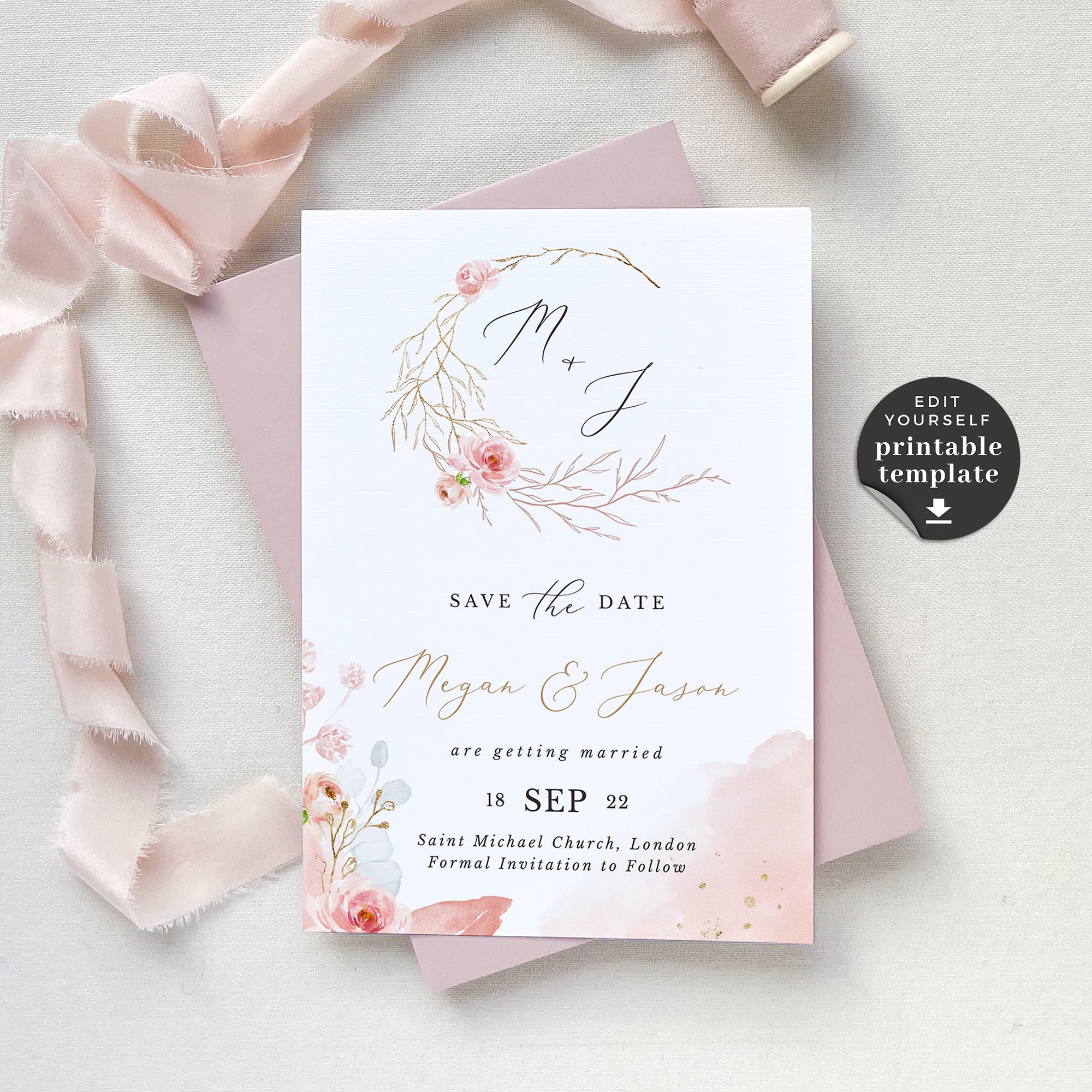 Fiorella | Romantic Save the Date Card Template