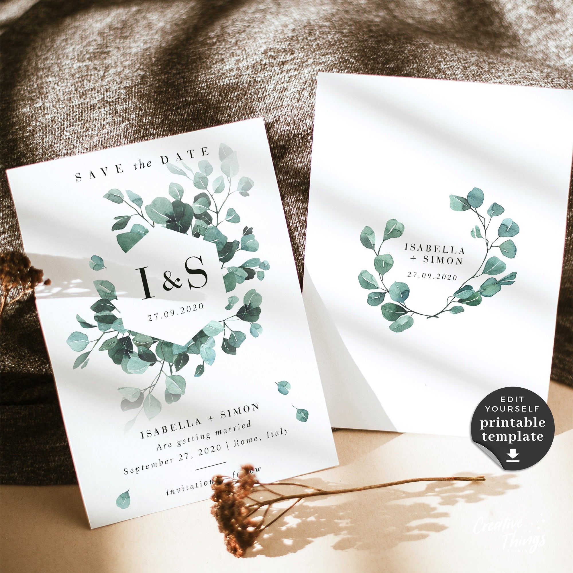 Luisa | Eucalyptus Save the Date Card Template