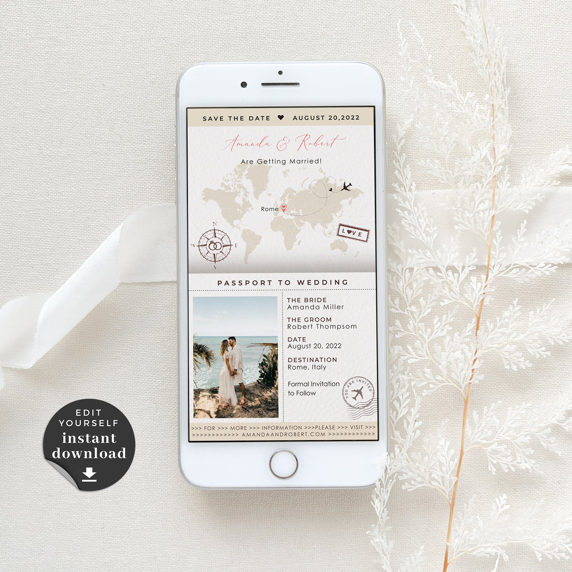 Sofia | Digital Save the Date Destination Wedding Passport