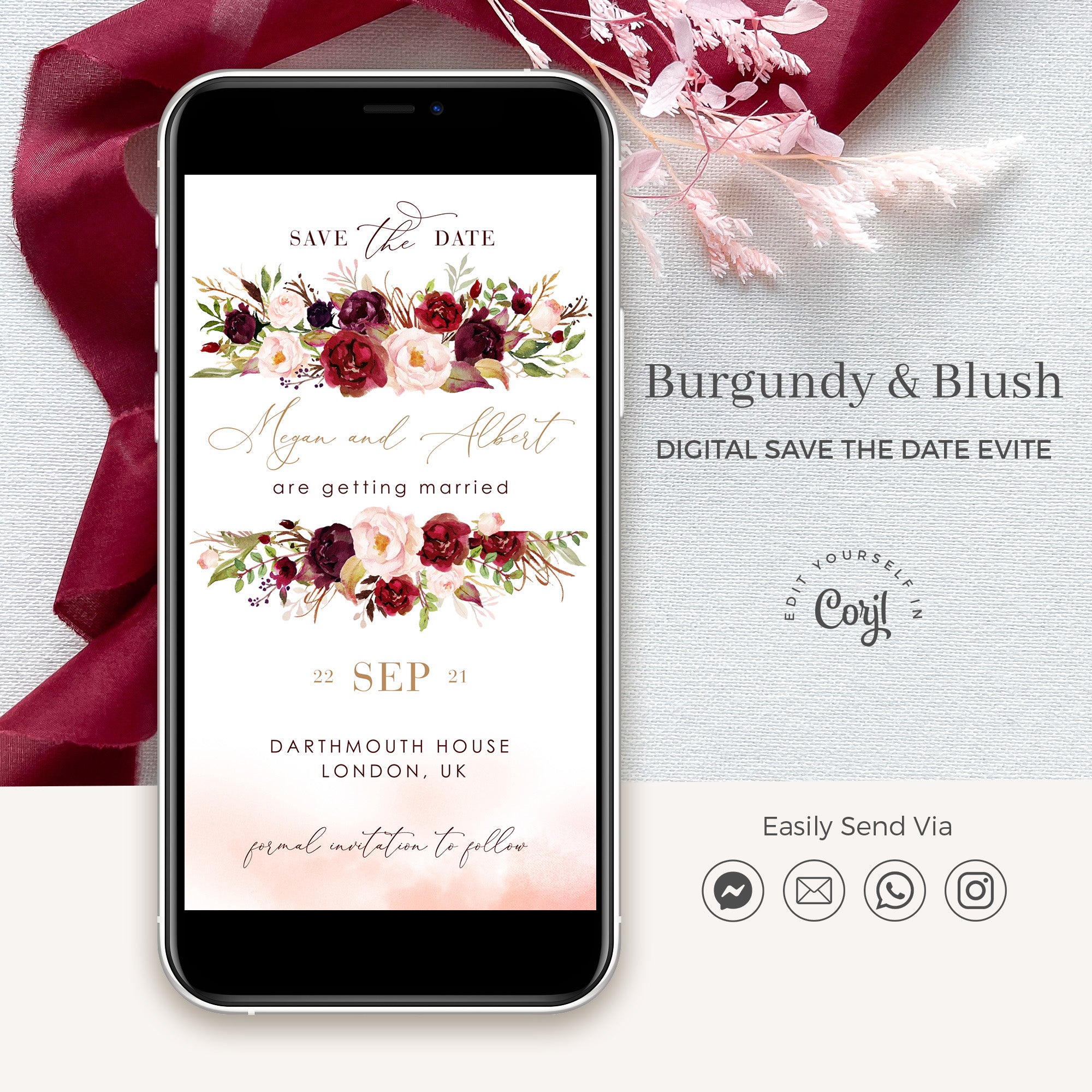 Rosita | Marsala Blush Electronic Save the Date