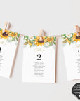 Marisol | Sunflowers Wedding Seating Cards Template
