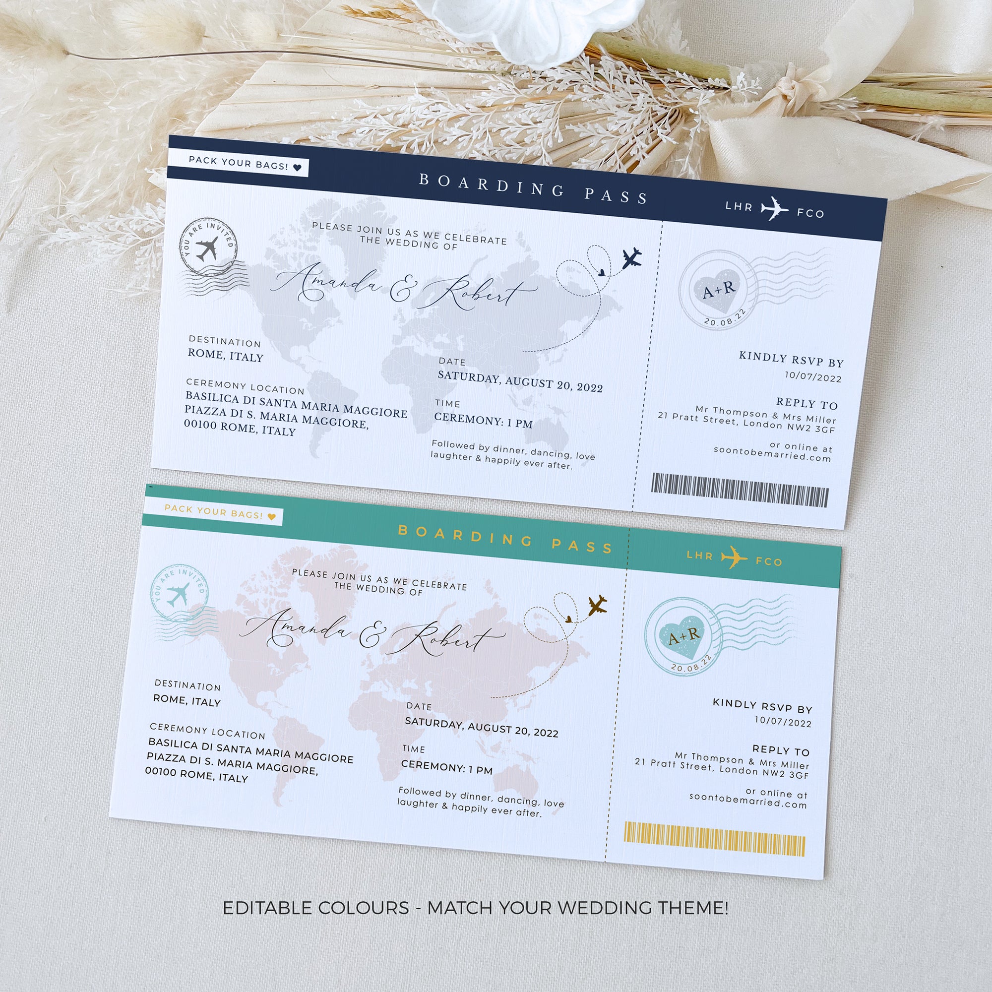 Sofia | Boarding Pass Wedding Invitation Template