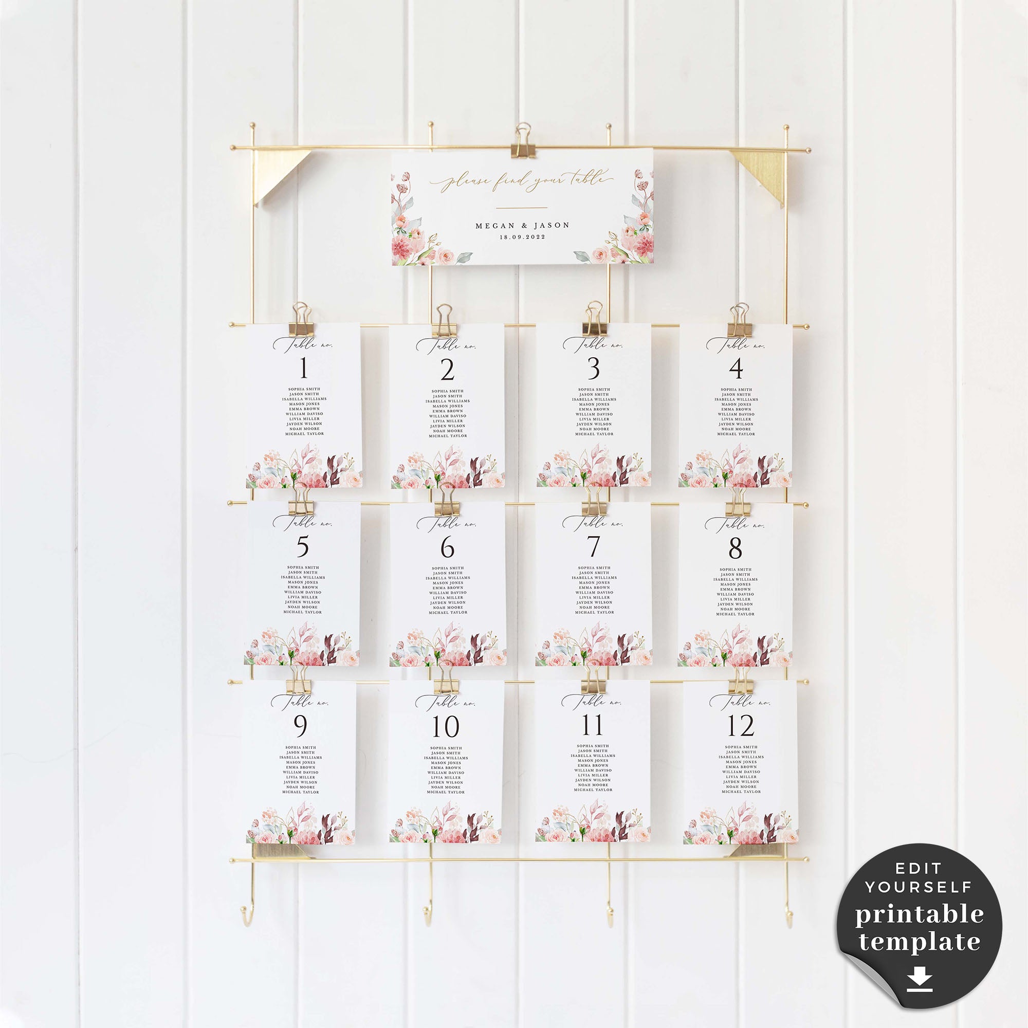 Fiorella | Printable Seating Chart Cards Wedding