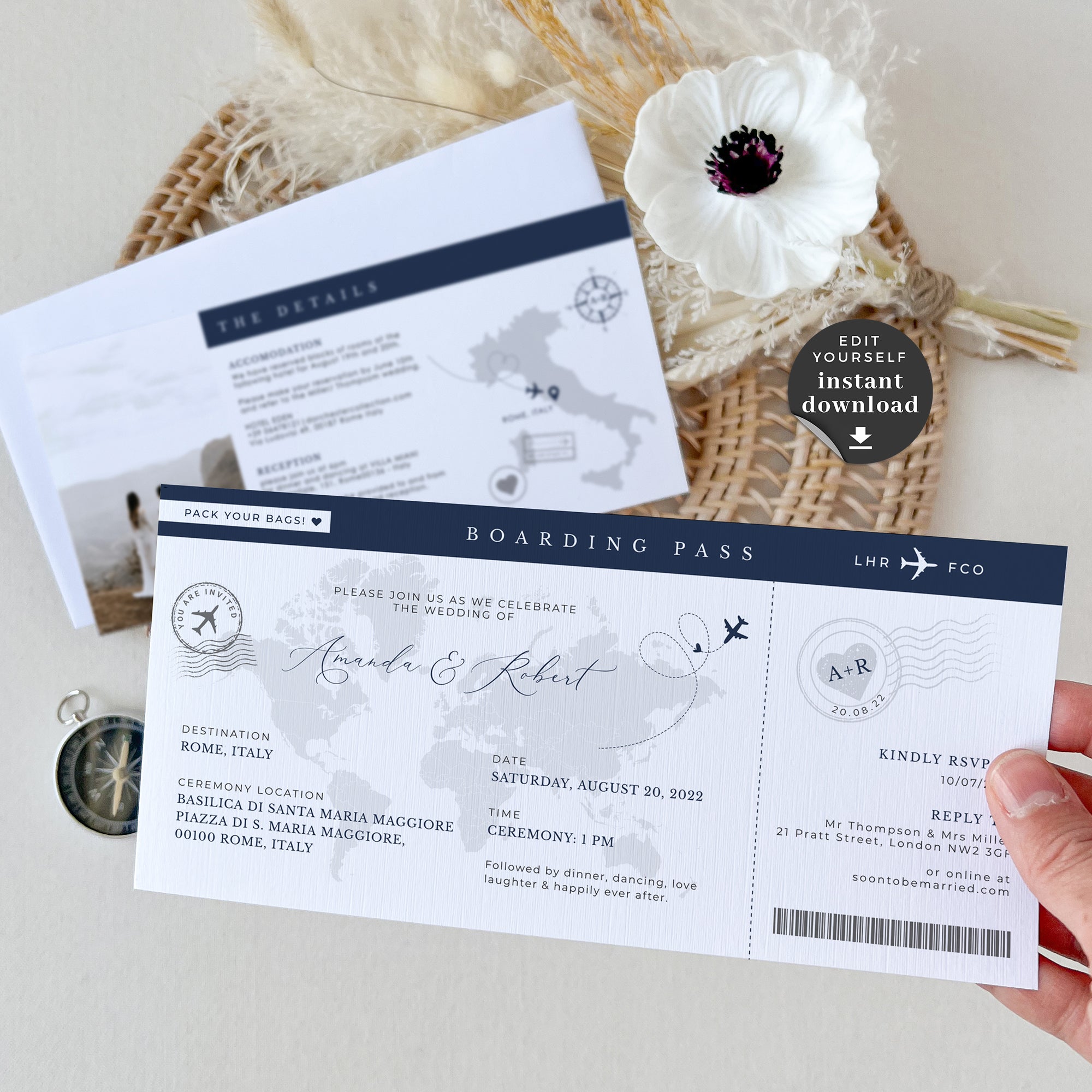 Sofia | Boarding Pass Wedding Invitation Template