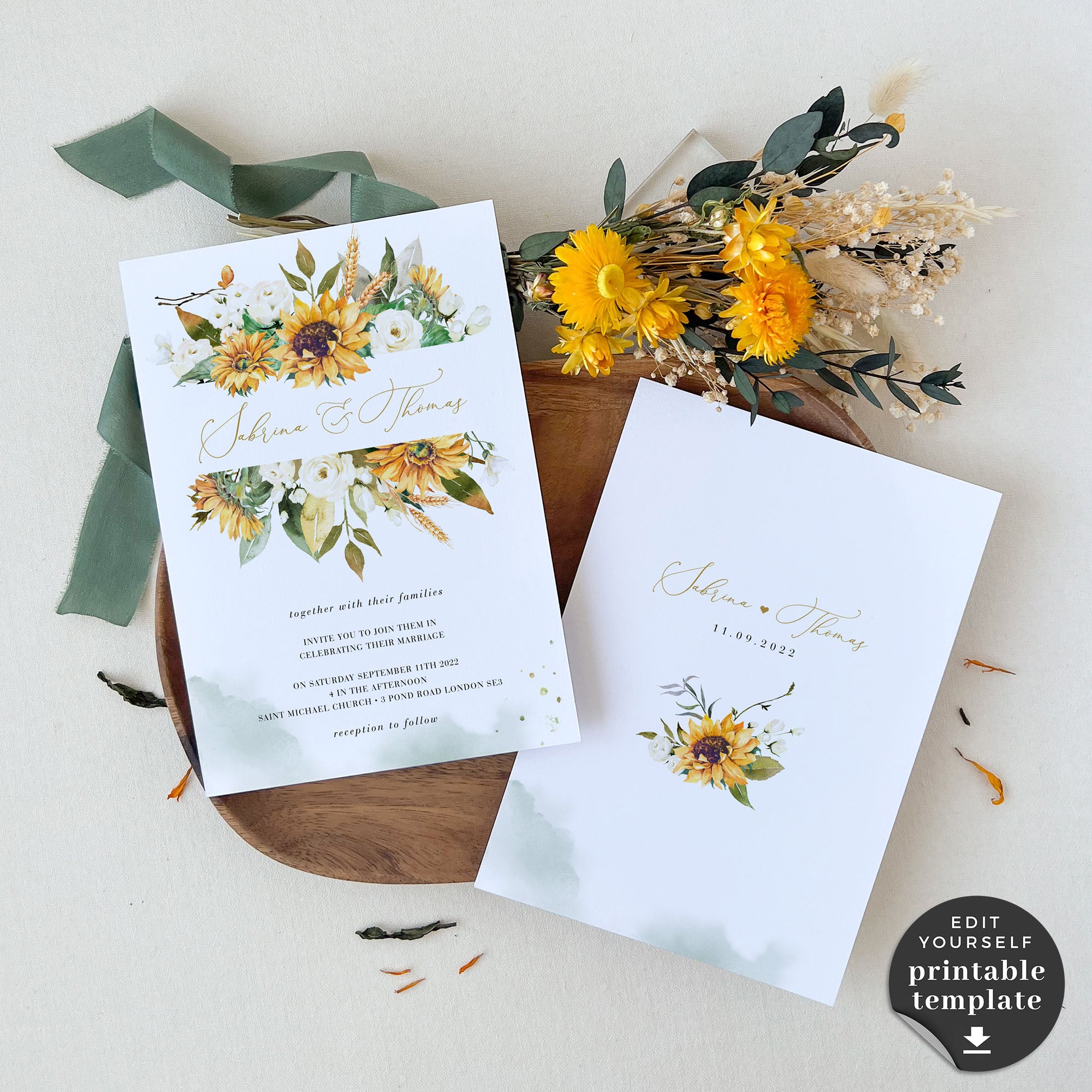 Marisol | Sunflowers Wedding Invitation Set Template