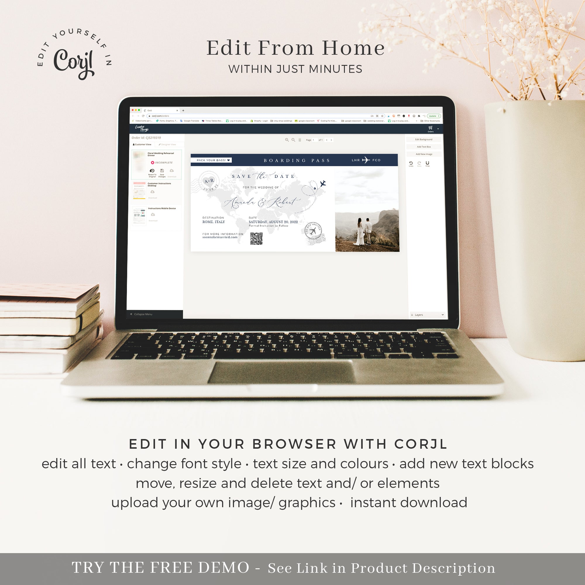 Sofia | Save The Date Boarding Pass Template