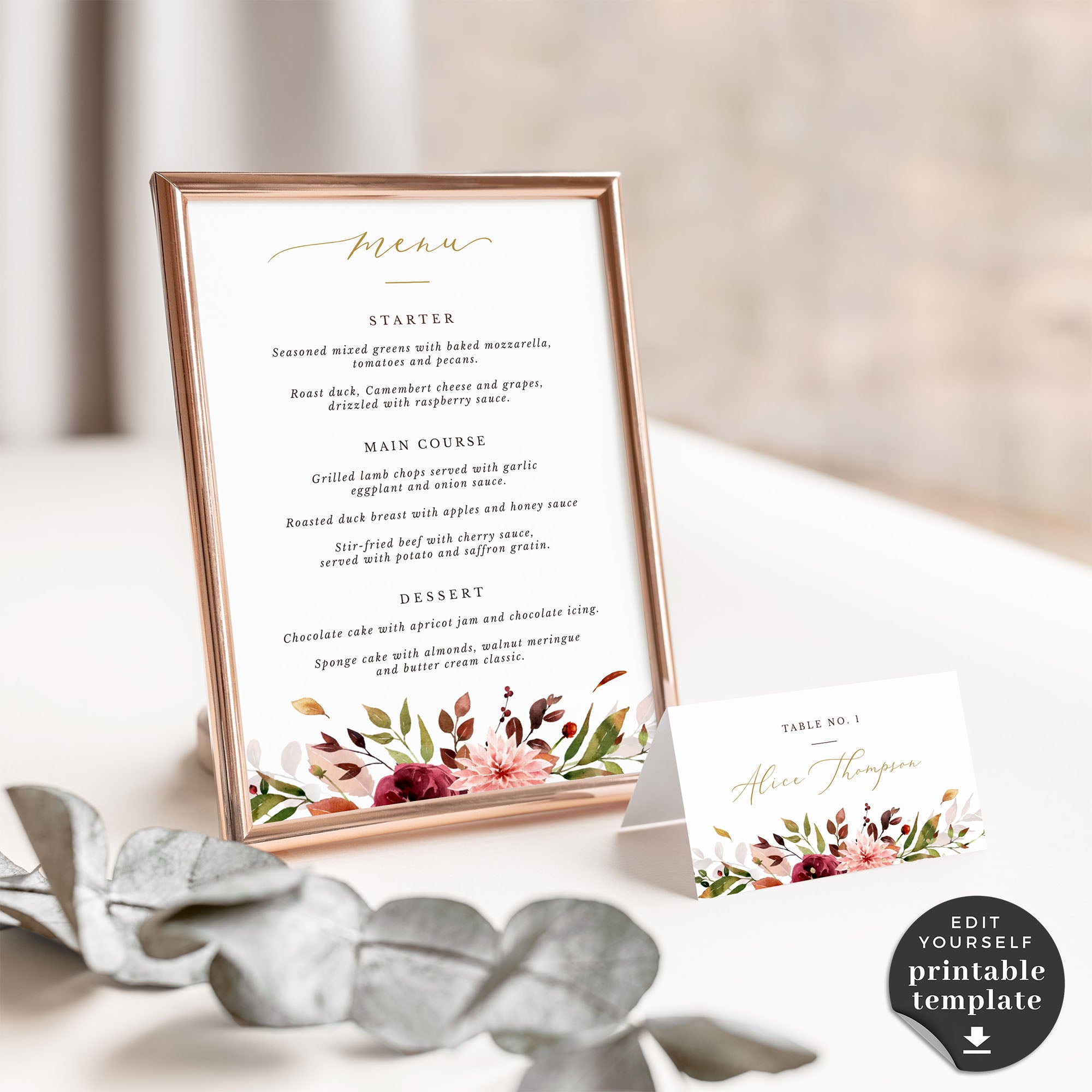 Ambra | Wedding Place Cards Template
