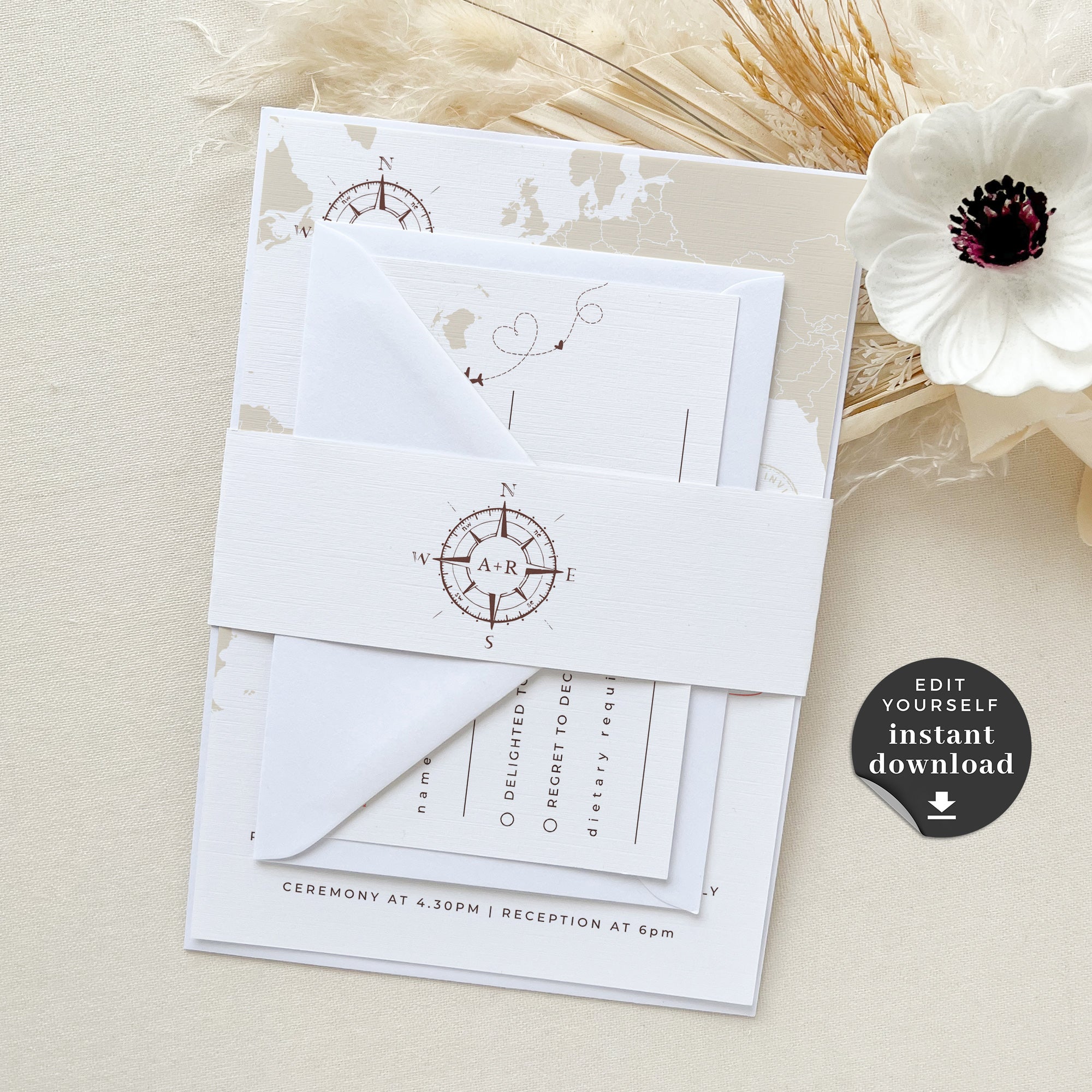 Sofia | Travel Themed Wedding Invitation with RSVP Printable