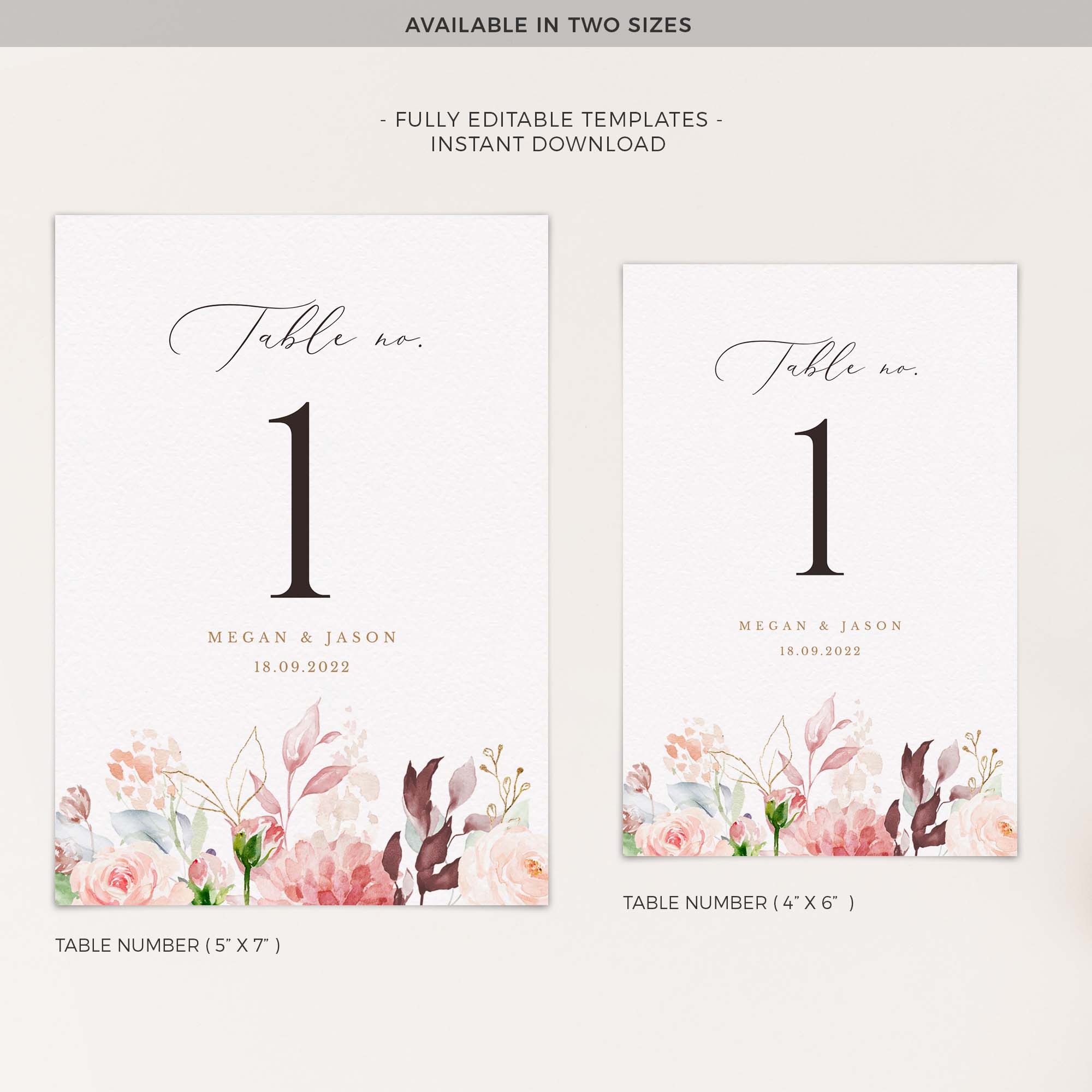 Fiorella | Romantic Wedding Table Cards Template