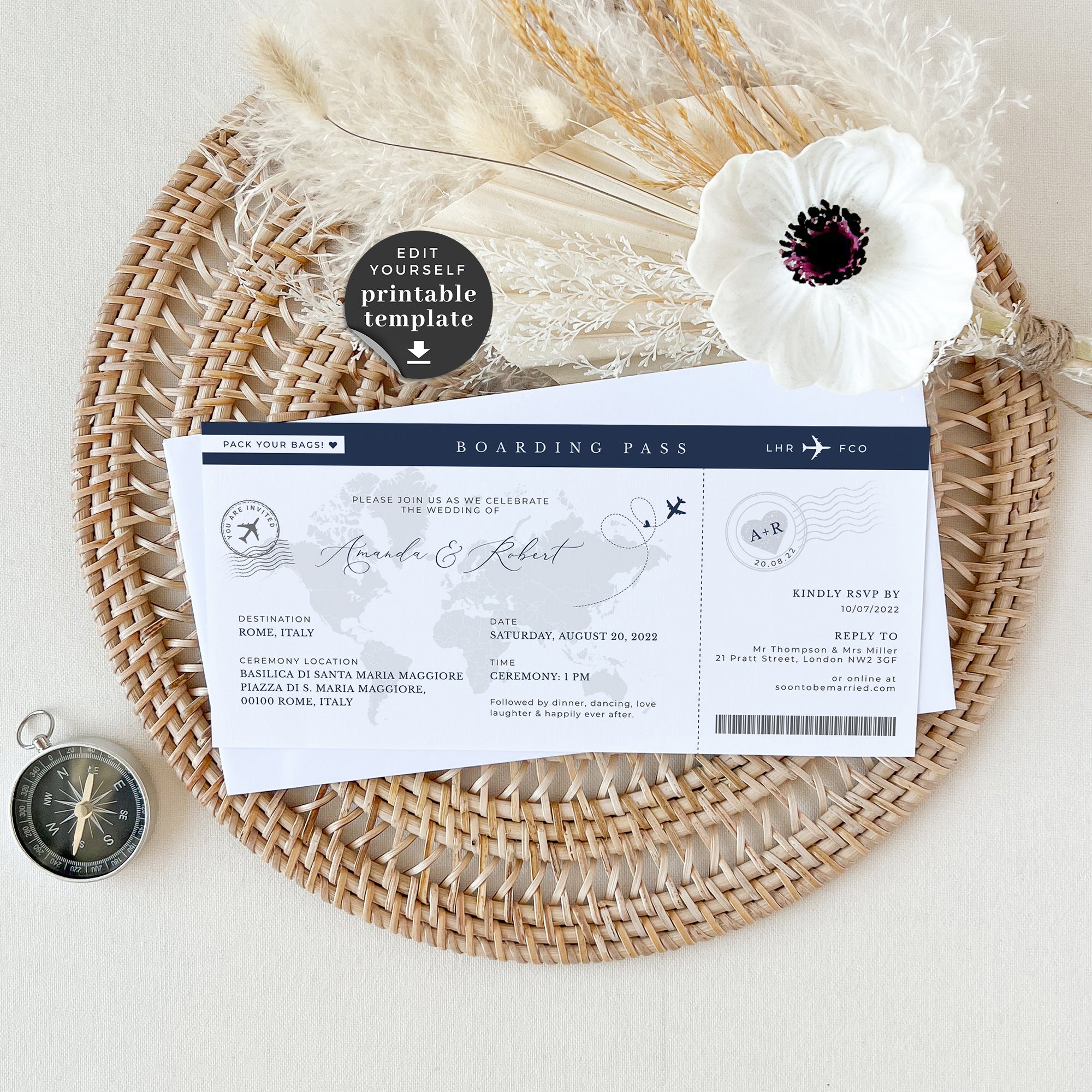 Sofia | Boarding Pass Wedding Invitation Template