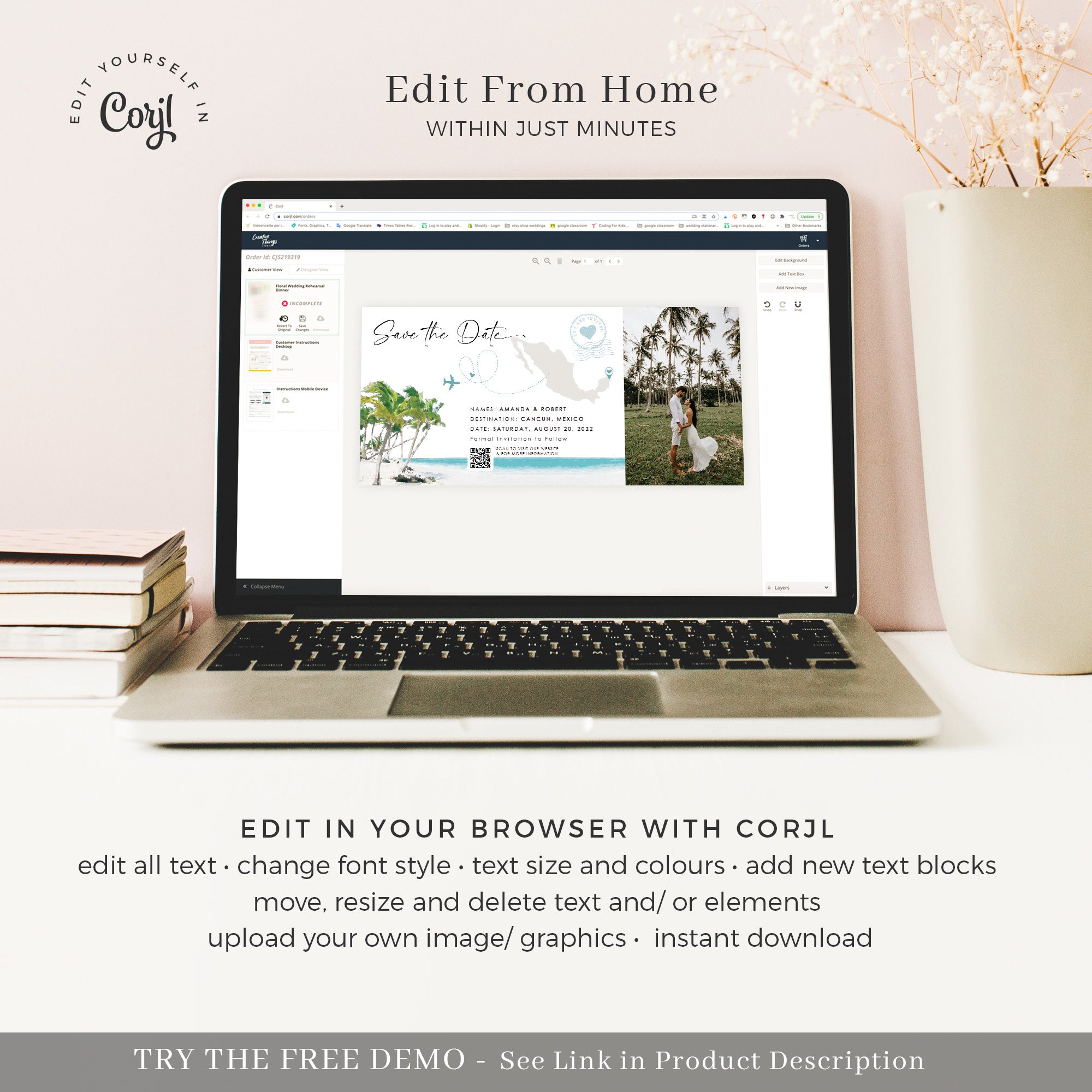 Mira | Tropical Save the Date Boarding Pass Template