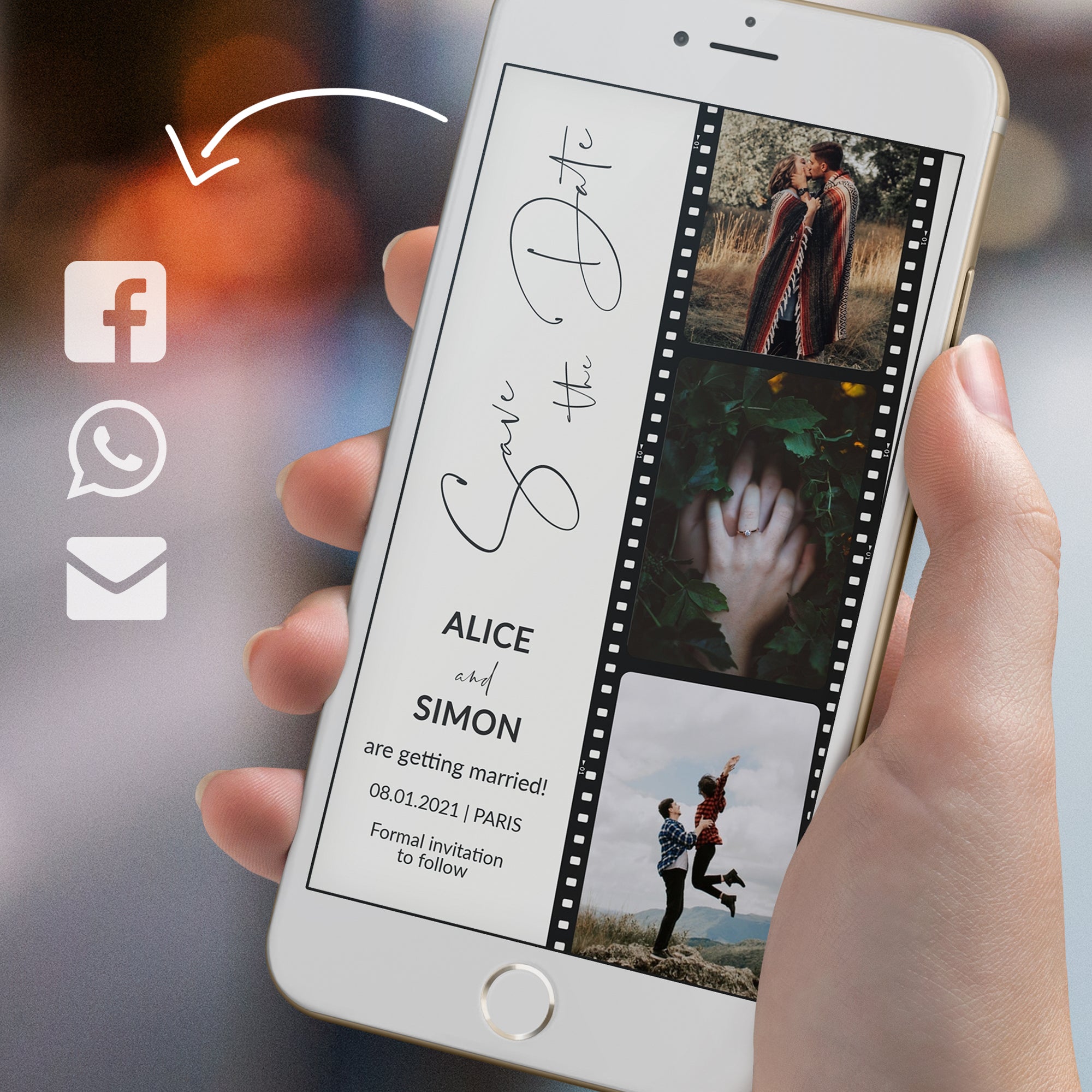 Photo Booth Strip Save the Date Evite