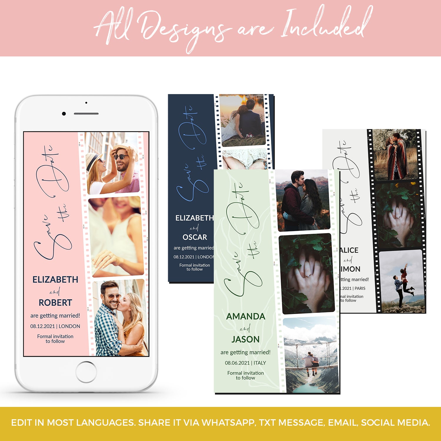 Photo Booth Strip Save the Date Evite