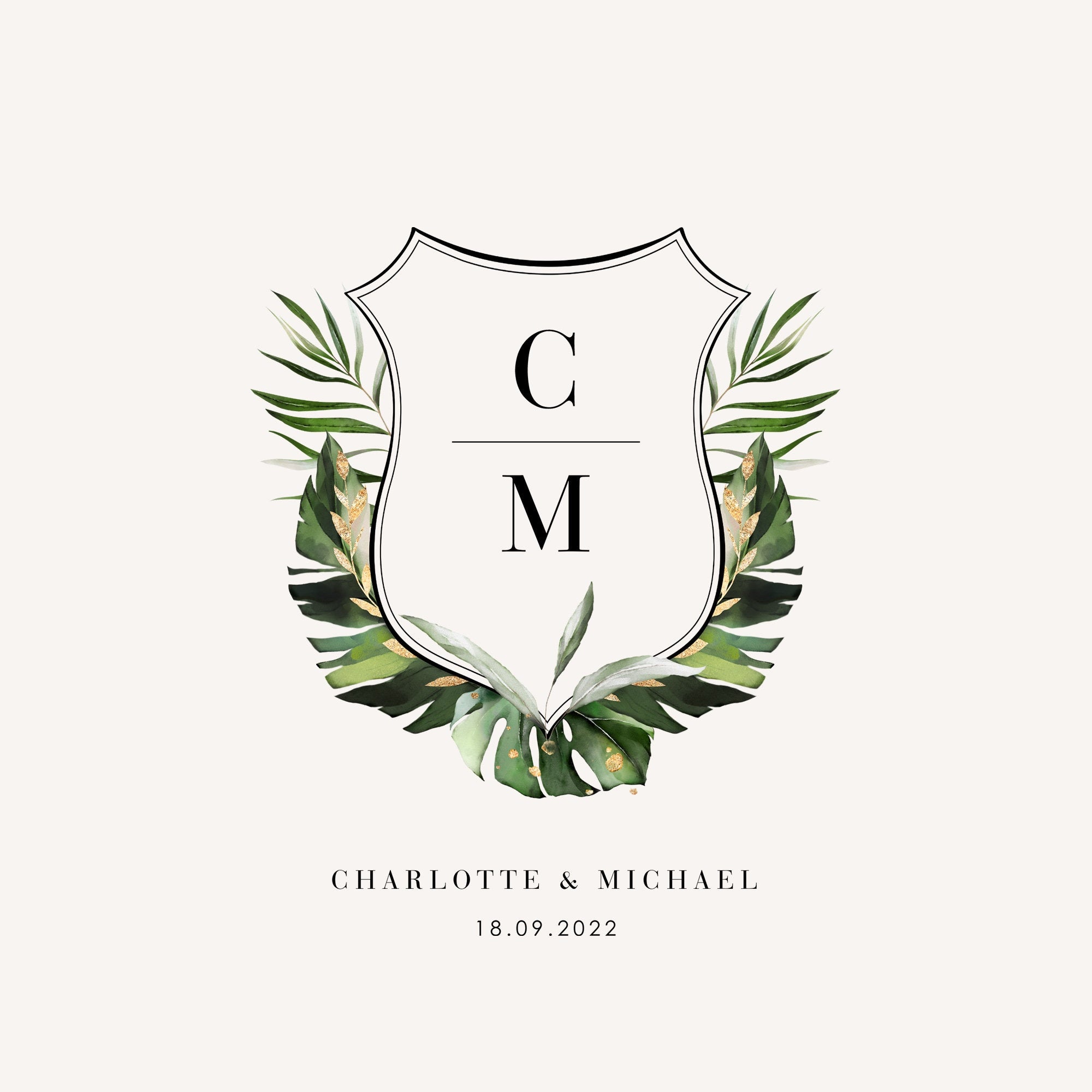 PALMA Monogram with Initials Tropical Wedding Logo Template – Creative  Things Studio, image size:2000x2000