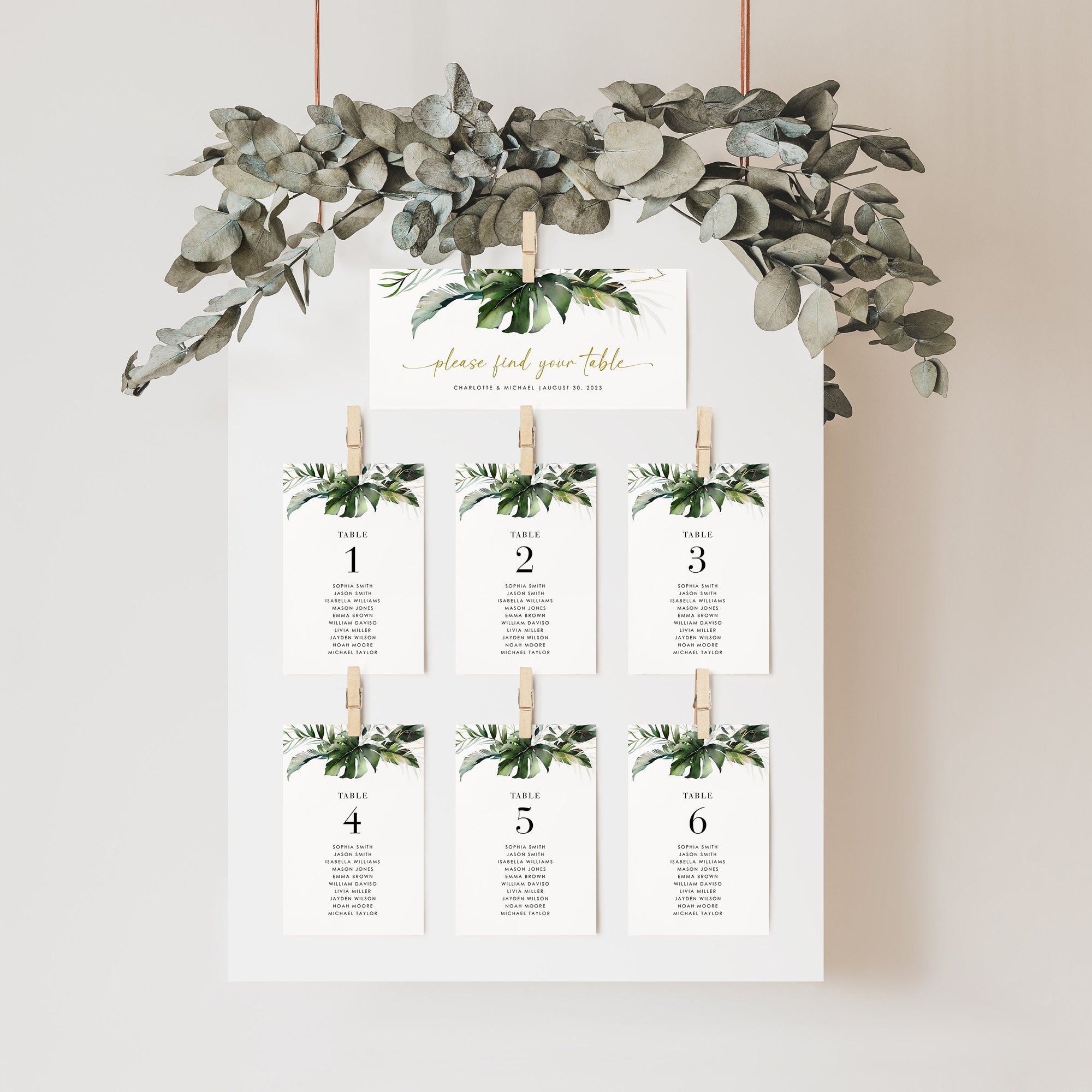 PALMA Tropical Wedding Seating Cards Template