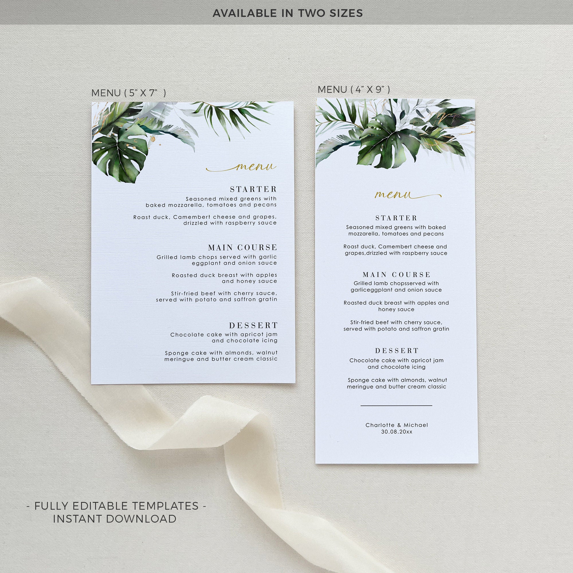 PALMA Menu Template for Wedding Tropical – Creative Things Studio, image size:2000x2000
