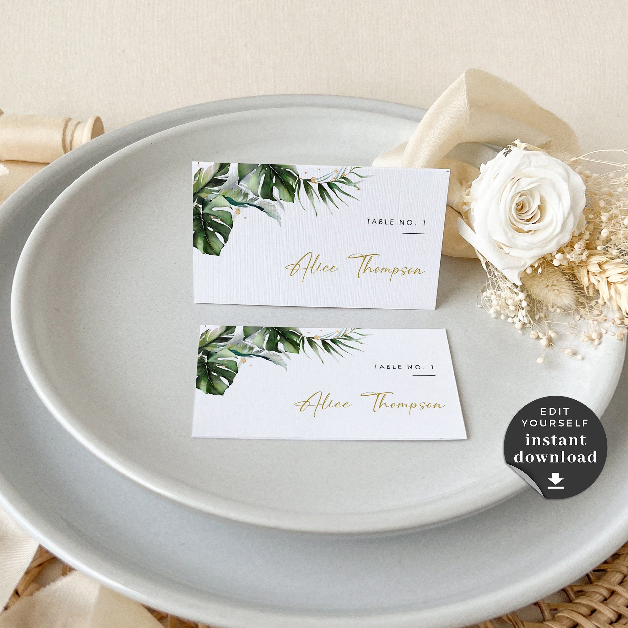PALMA Tropical Wedding Place Cards Template