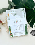 Elegant Tropical Wedding Invitation Template Suite