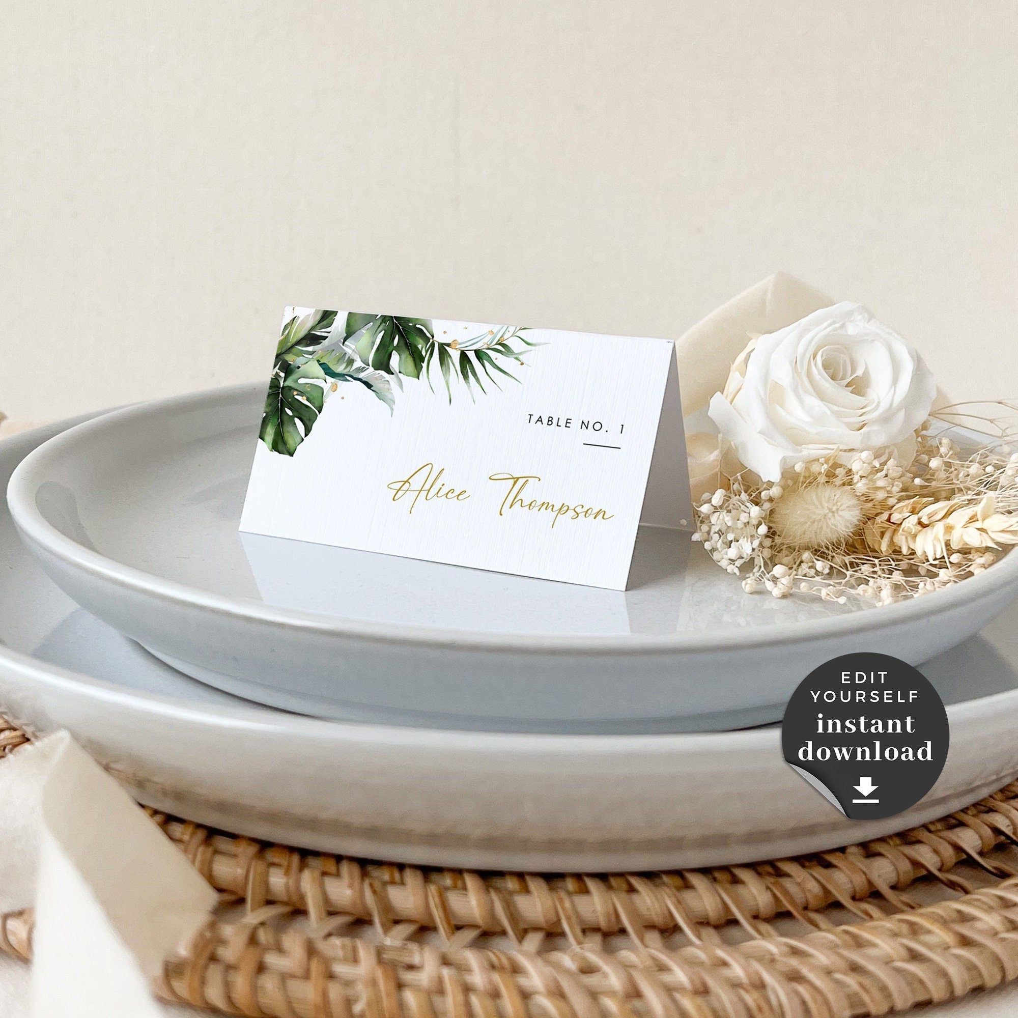 PALMA Tropical Wedding Place Cards Template