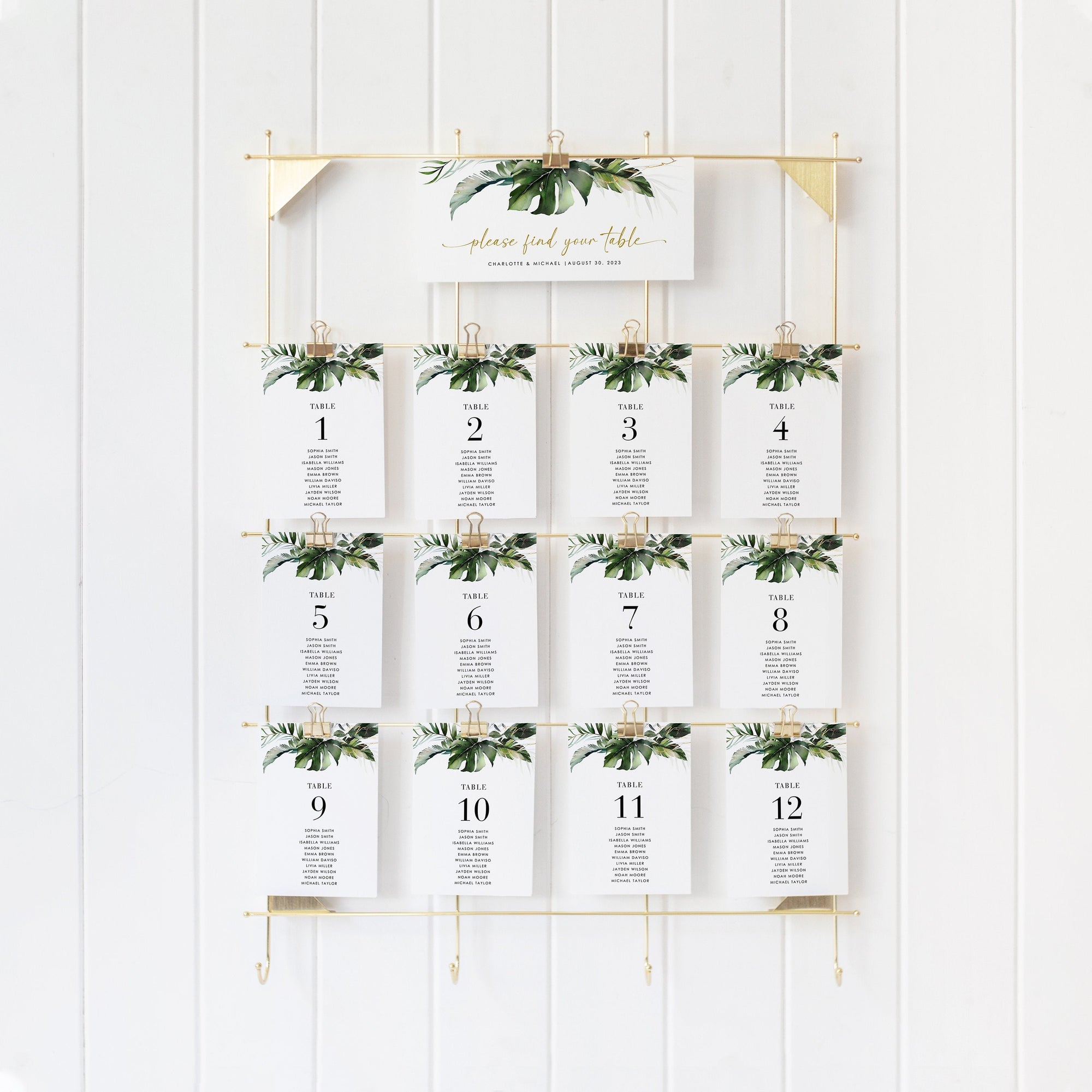 PALMA Tropical Wedding Seating Cards Template