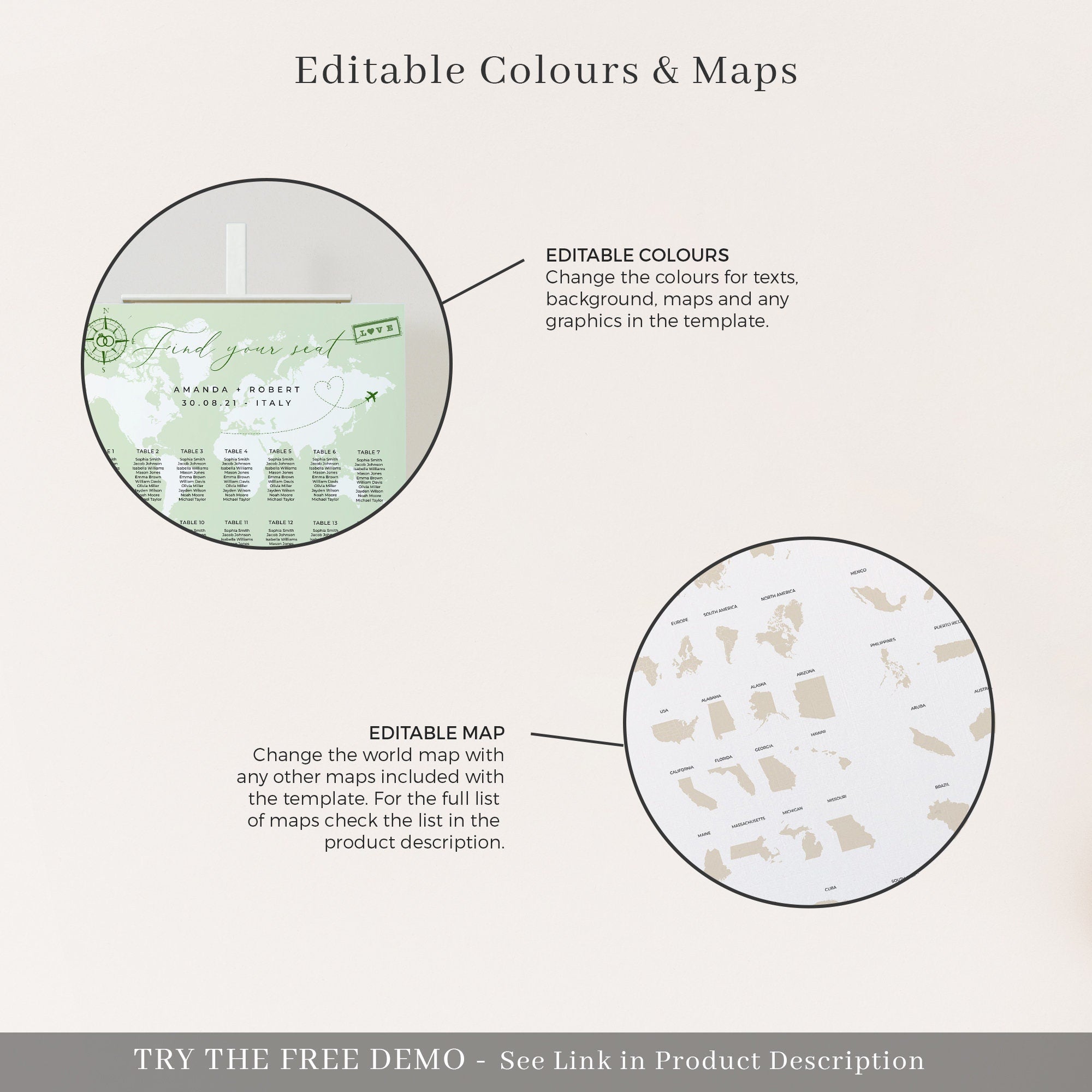 SOFIA Destination Wedding Seating Chart Template