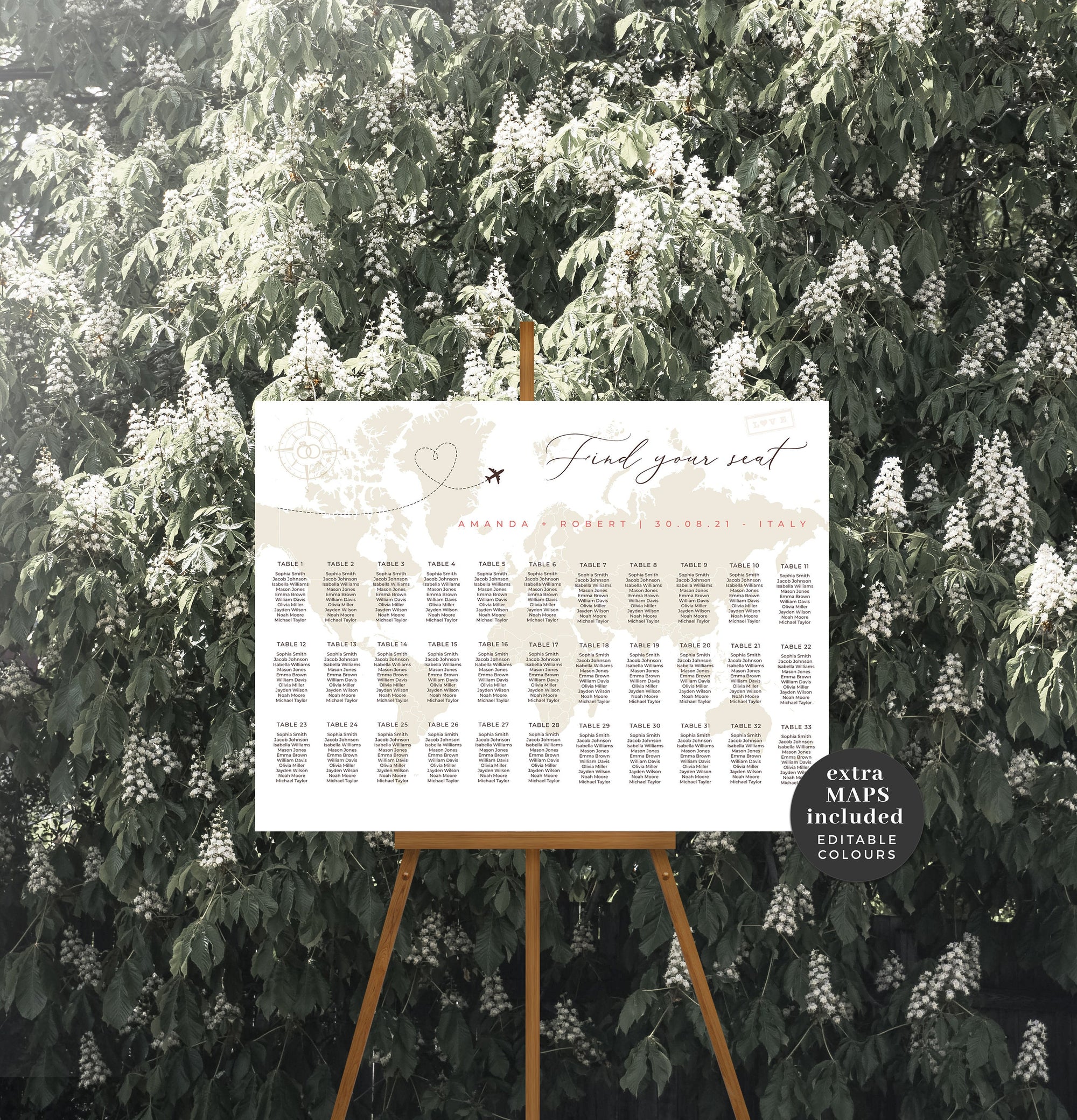 SOFIA Destination Wedding Seating Chart Template