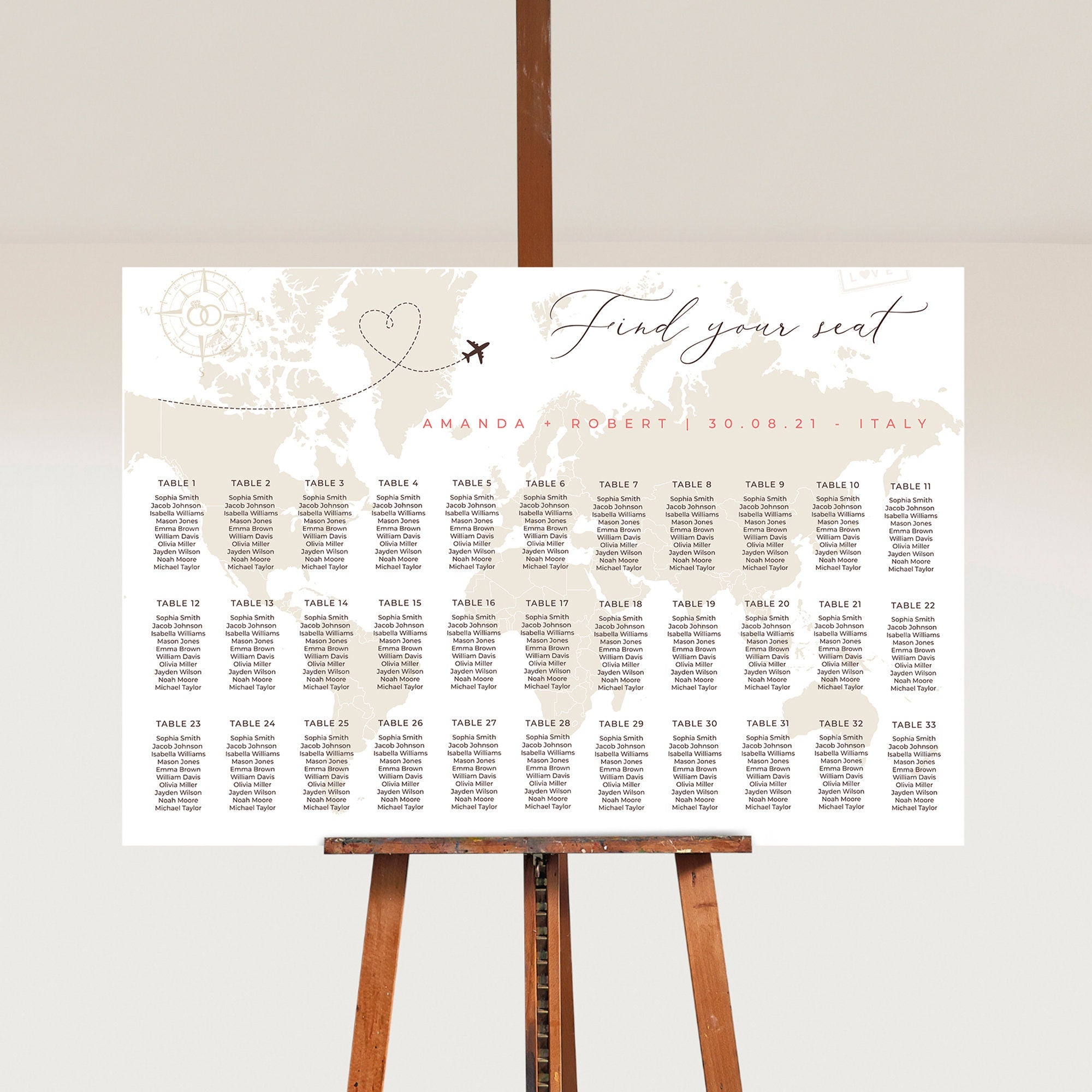 SOFIA Destination Wedding Seating Chart Template