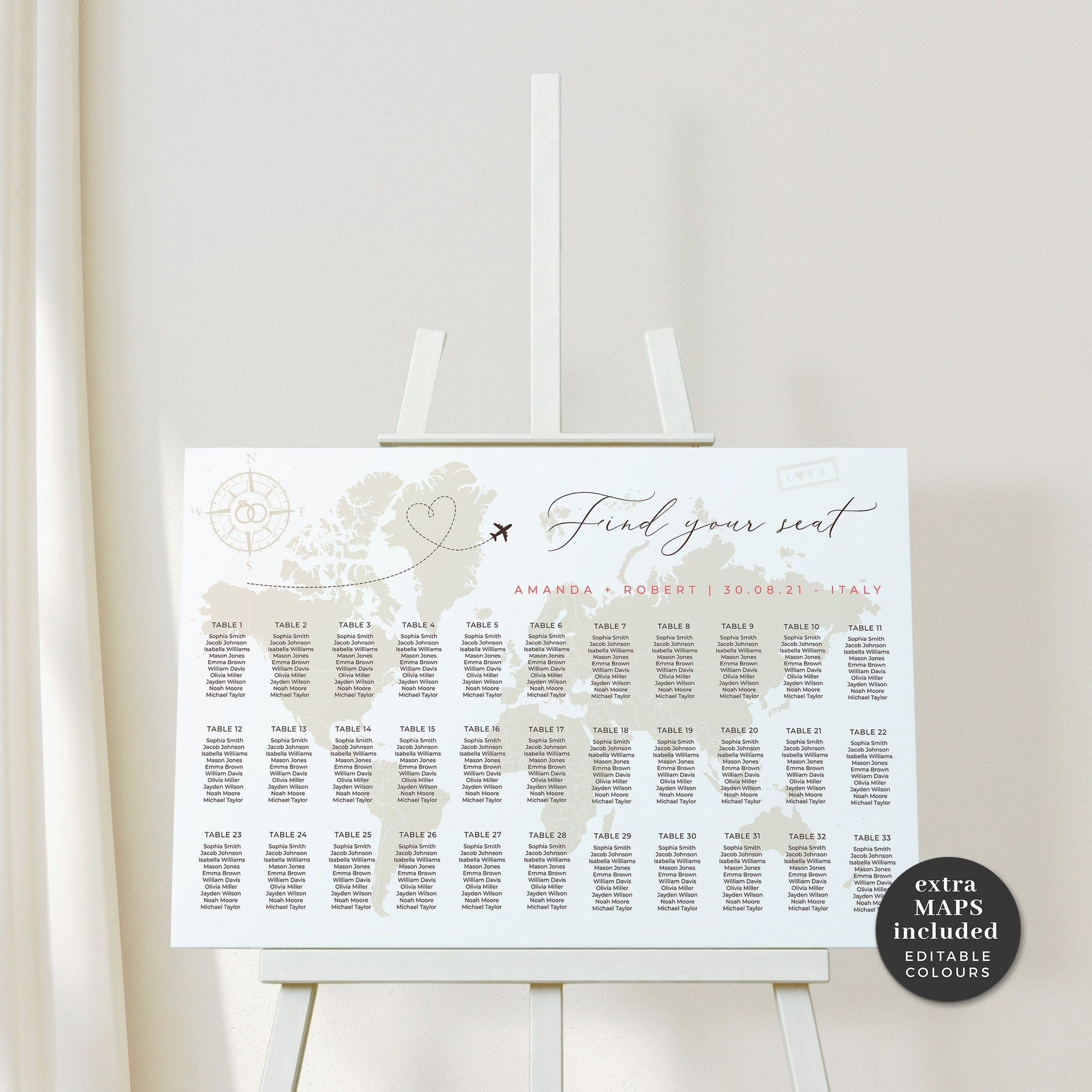 SOFIA Destination Wedding Seating Chart Template