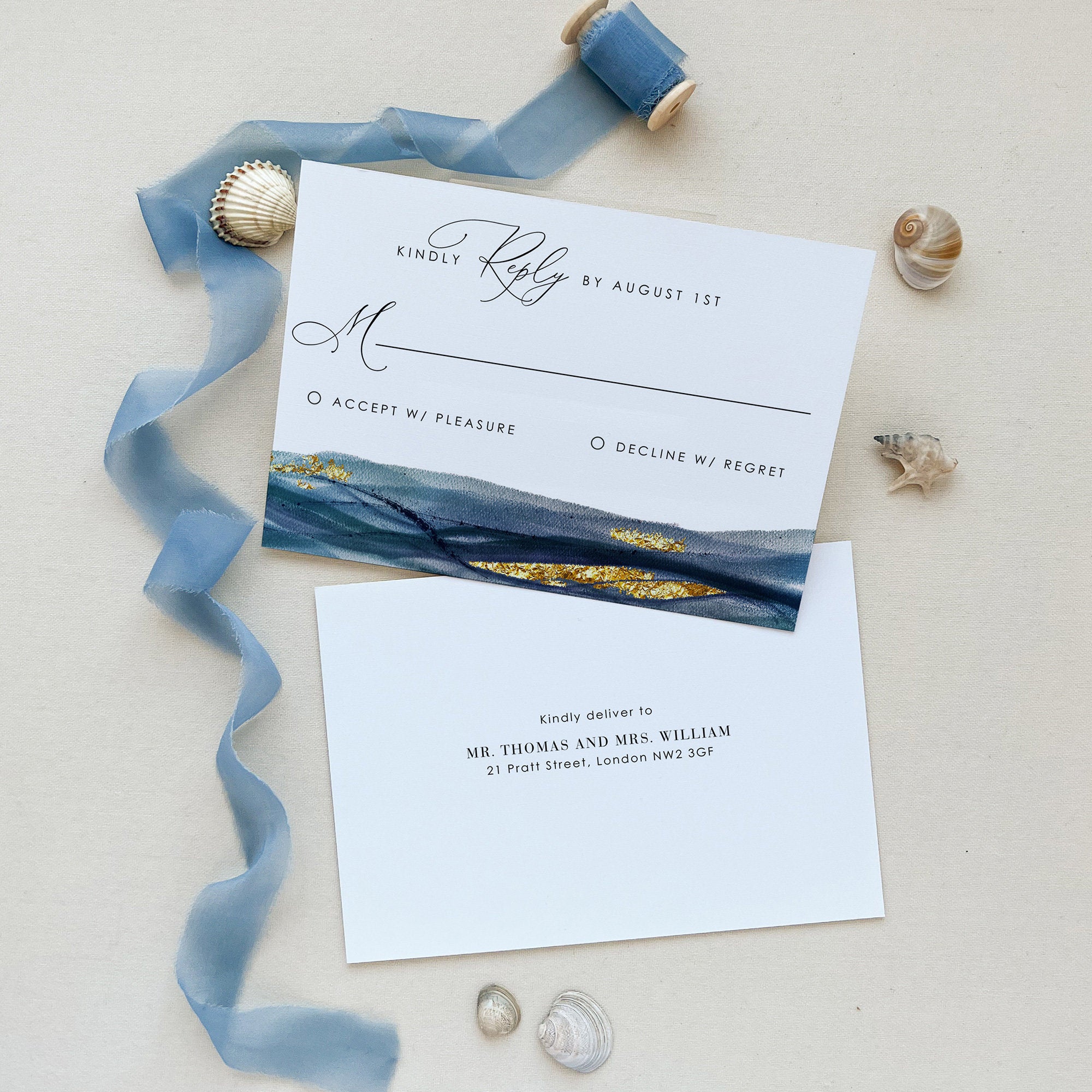 NOA | Elegant Beach Wedding Invitation Set Template