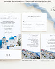SANTORINI | Greece Wedding Invitation Suite Template