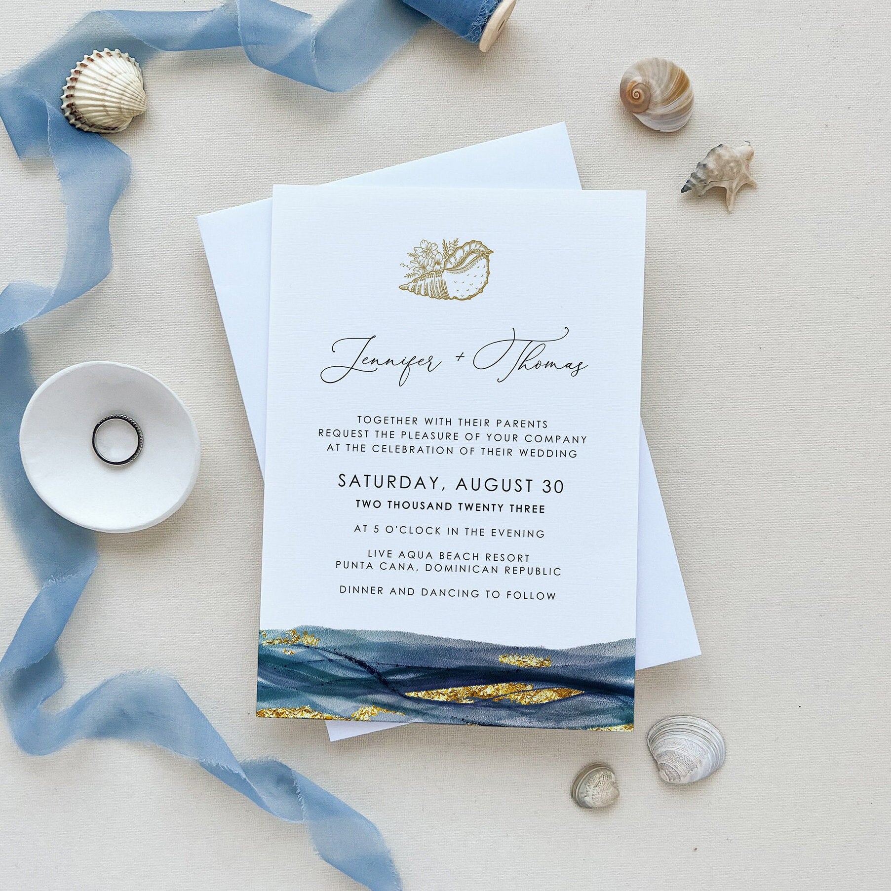 NOA | Elegant Beach Wedding Invitation Set Template
