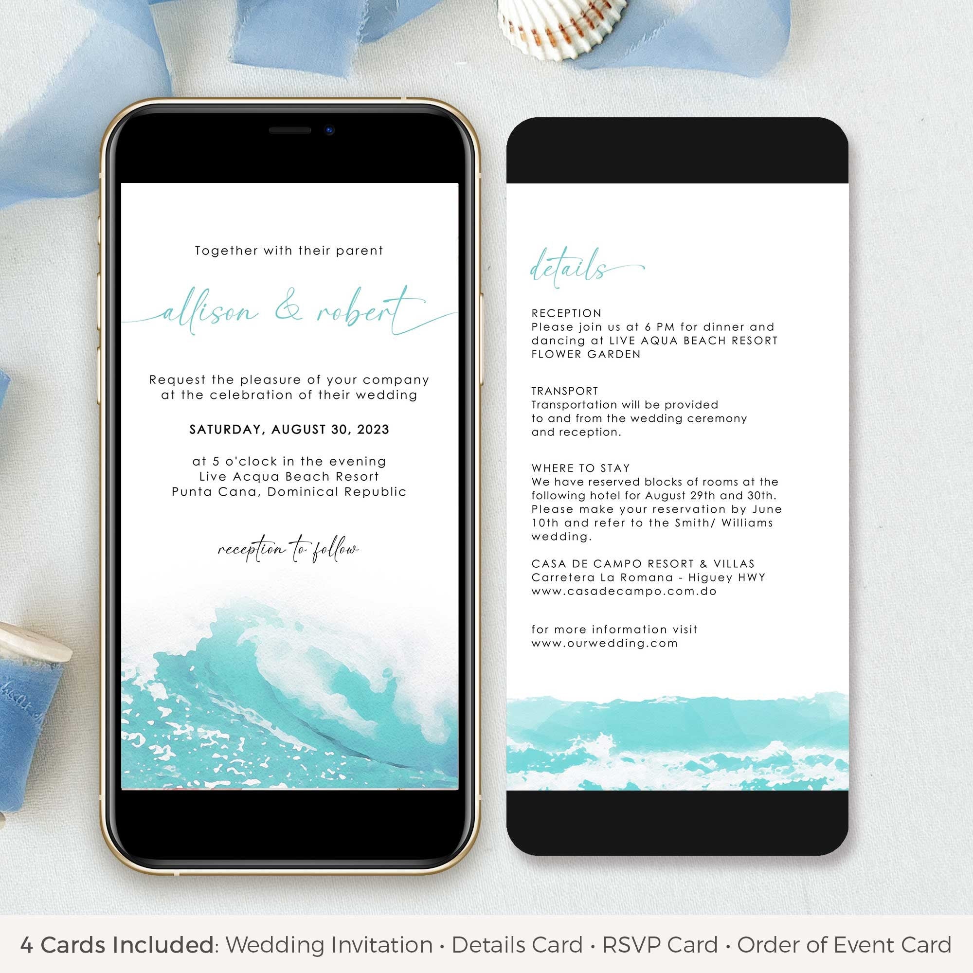 Digital Wedding Invitation Beach Theme