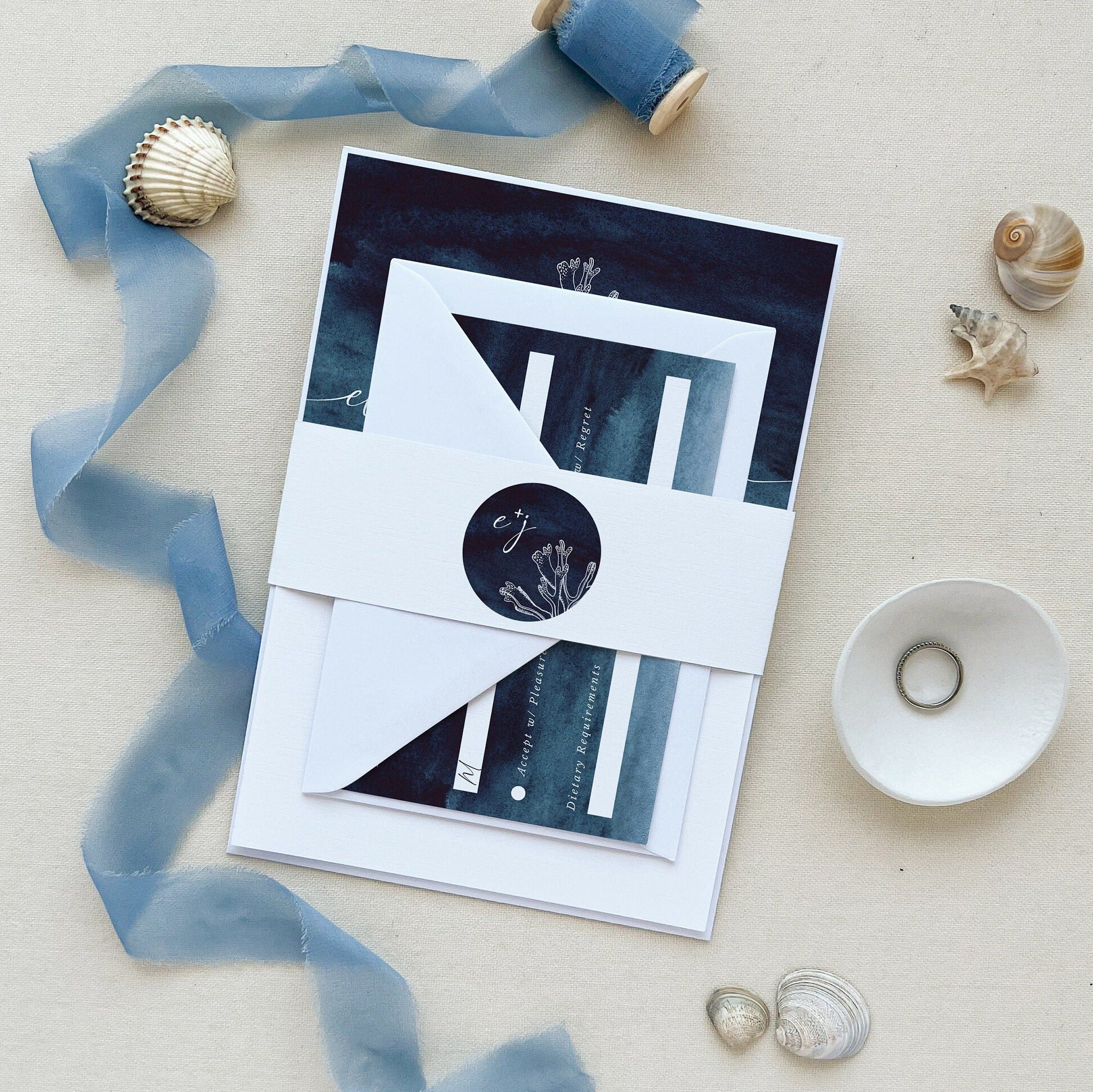 ZAHARA | Navy Destination Beach Wedding Invitation Kit Template – Creative  Things Studio, image size:1935x1934