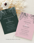 Tropical Palm Leaves Wedding Invitation Template